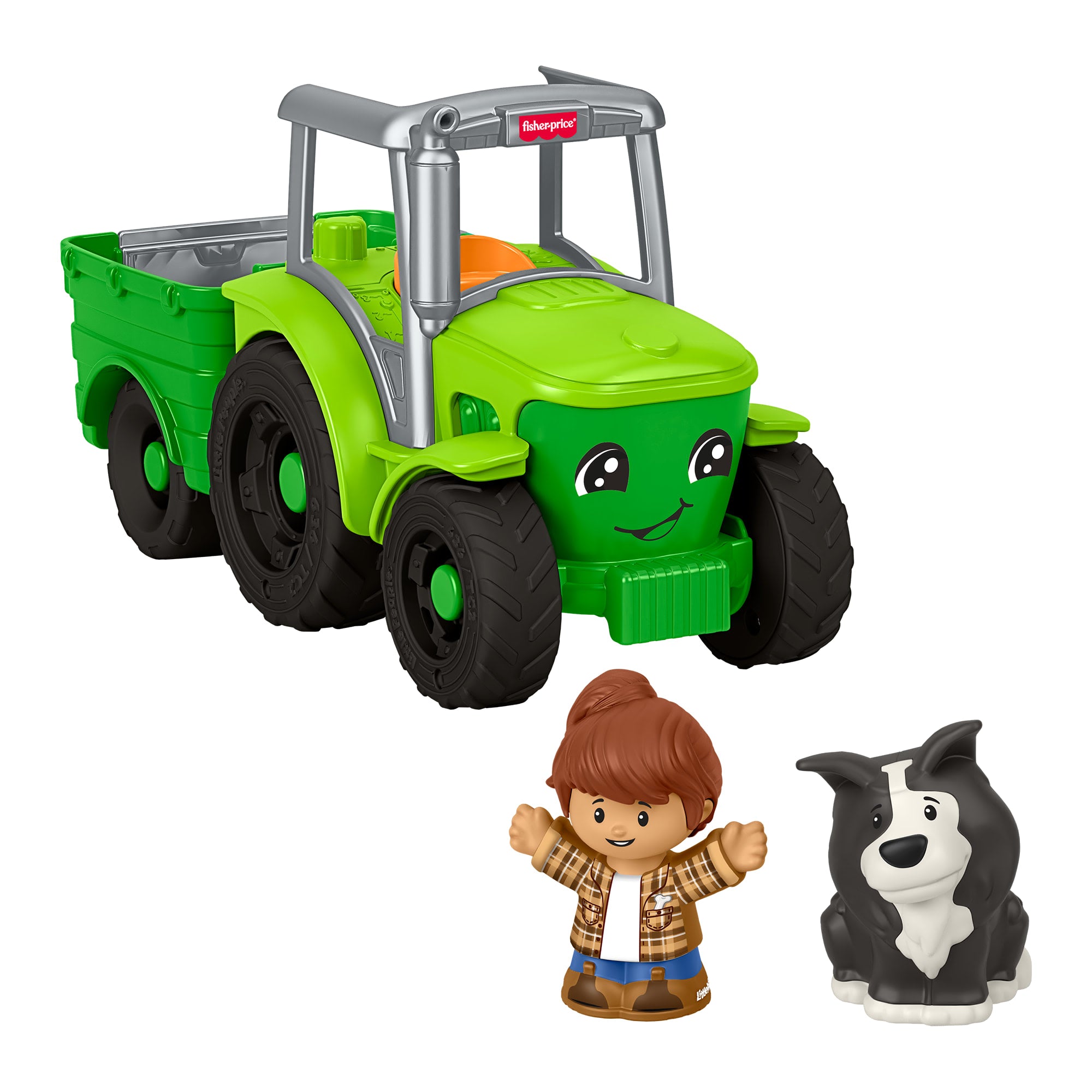 fisher price Fisher-Price Little People Push & Play Tractor, Musical Toy Farm Vehicle & 2 Figures For Toddlers
