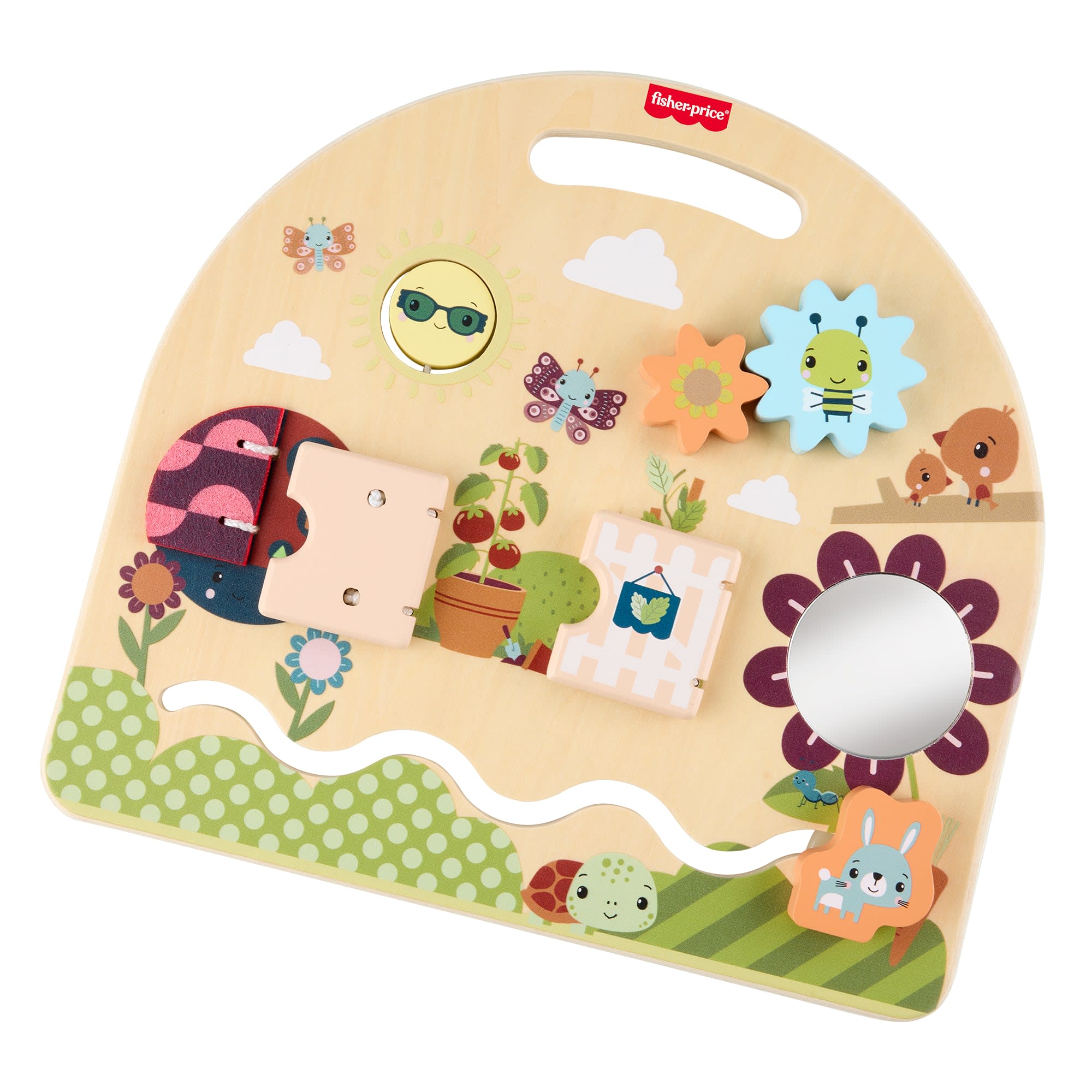 fisher price Fisher-Price Wooden Take-Along Activity Station, Wood Busy Board For Baby & Toddler