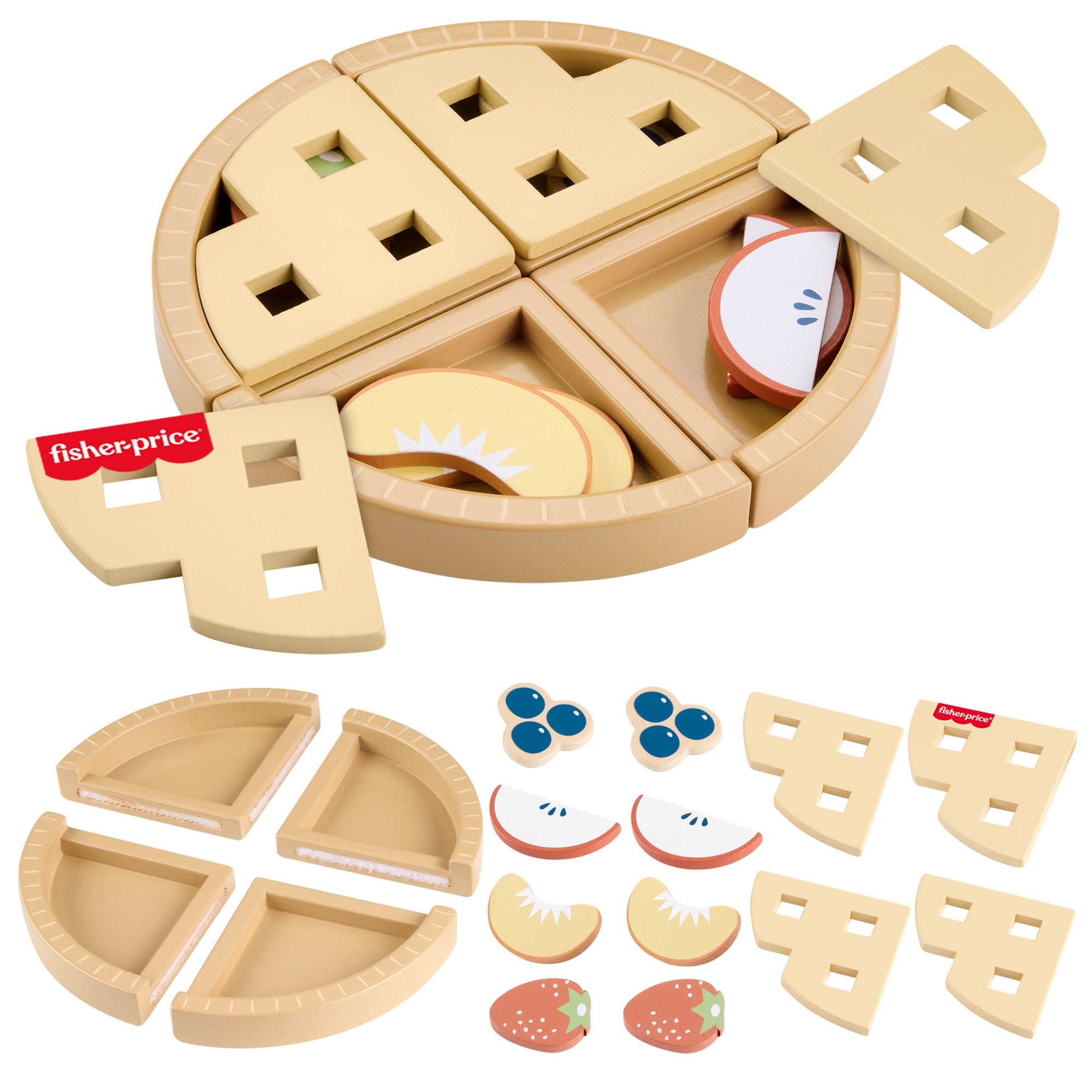 fisher price Fisher-Price Tiny Garden Wooden Fruit Pie, Pretend Food Puzzle Set For Kids, 16 Wood Pieces
