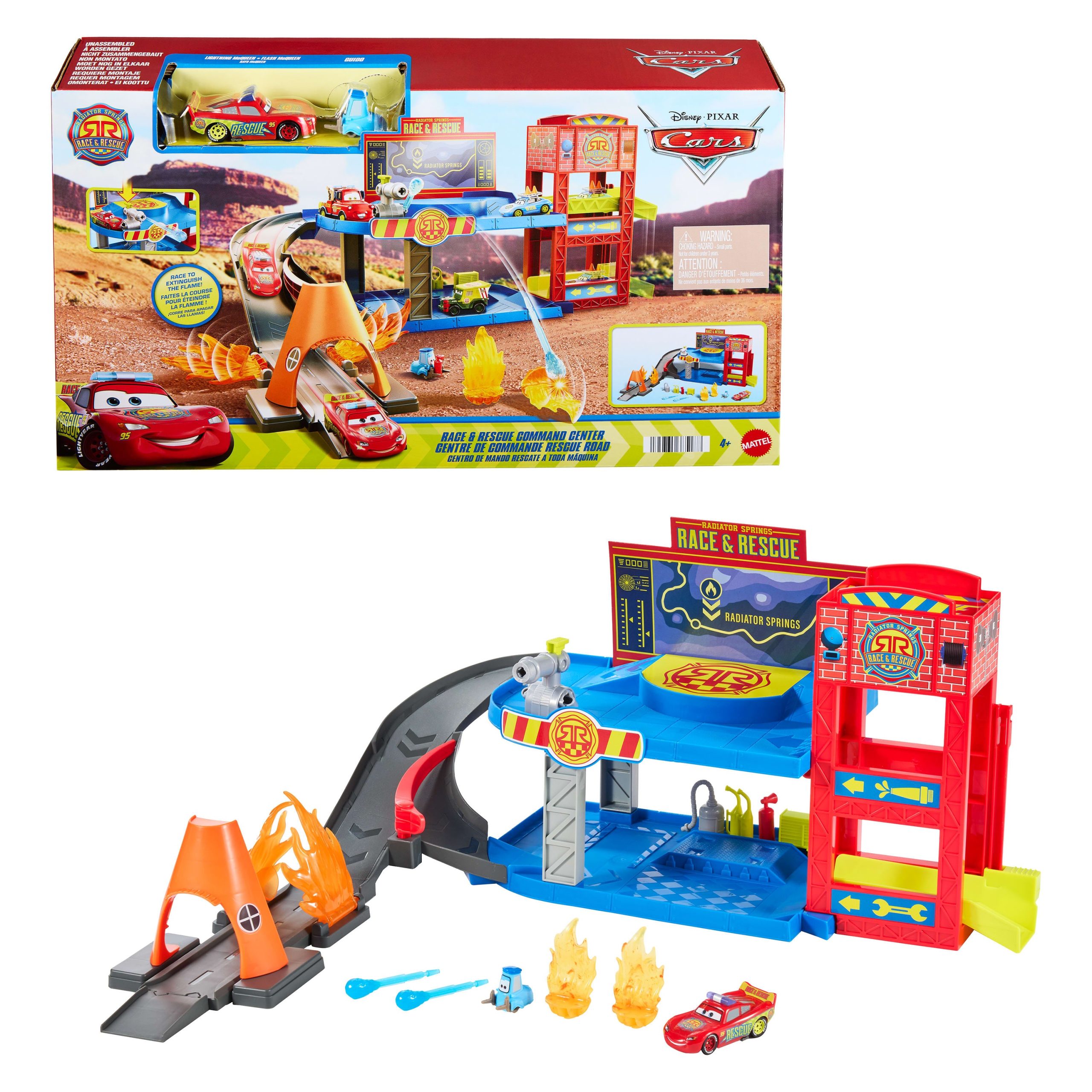 fisher price Disney And Pixar Cars Race & Rescue Command Center With Lightning Mcqueen, Guido & 4 Accessories