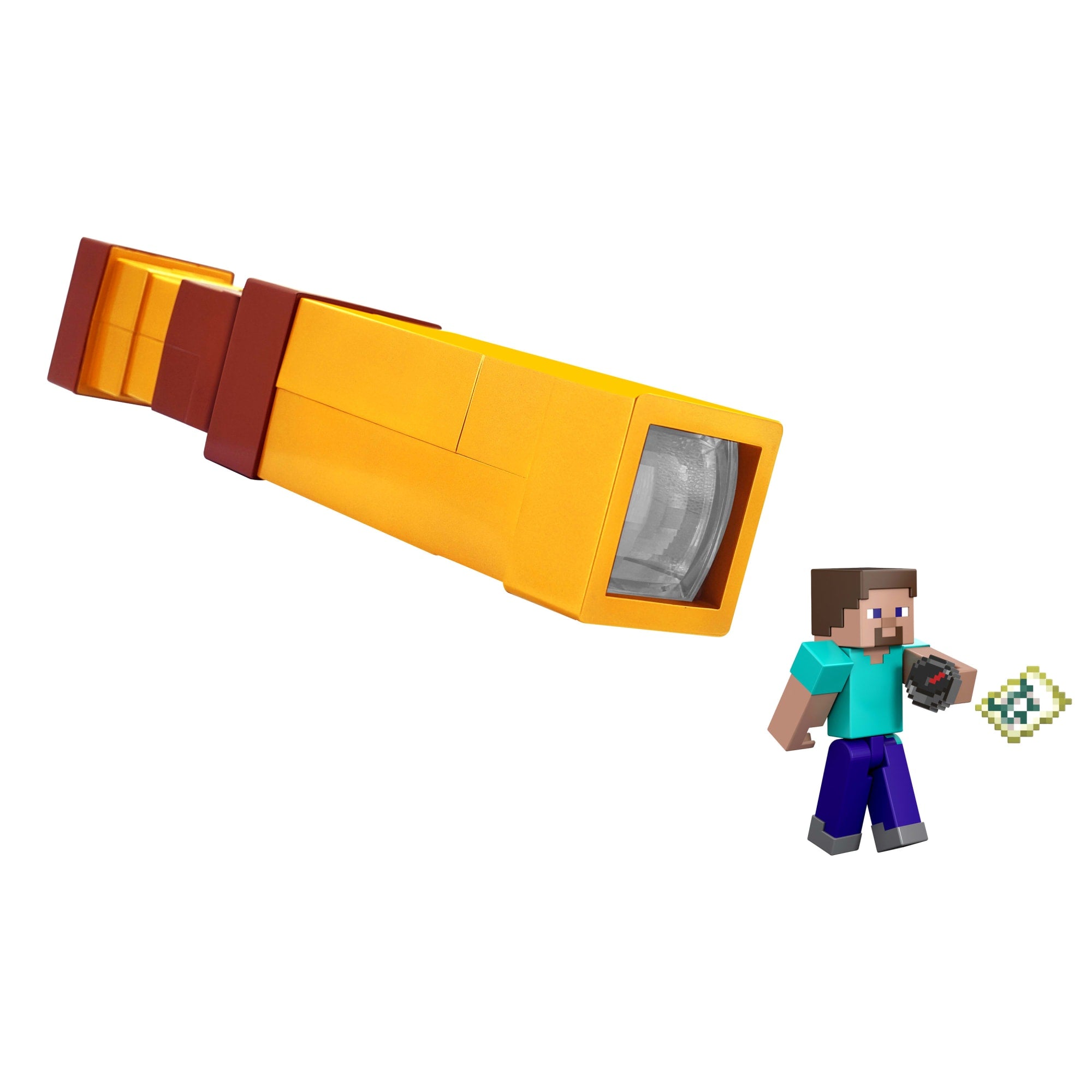 fisher price Minecraft Pixel Spyglass & Steve Action Figure Set, Kid-Sized Pixelated Role-Play Viewer