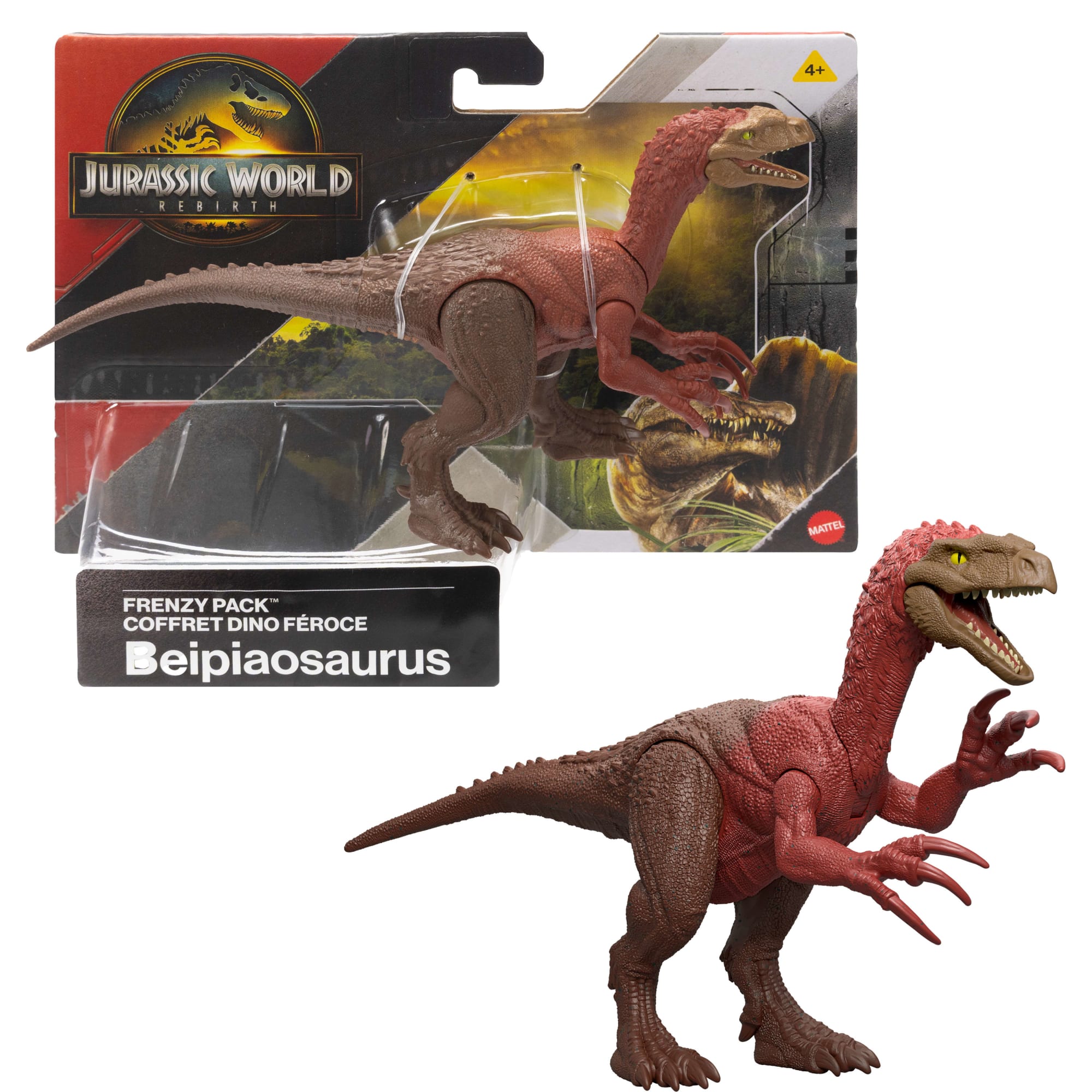 fisher price Jurassic World Rebirth Frenzy Pack Beipiaosaurus Dinosaur Figure, Authentic Toy, Digital Play