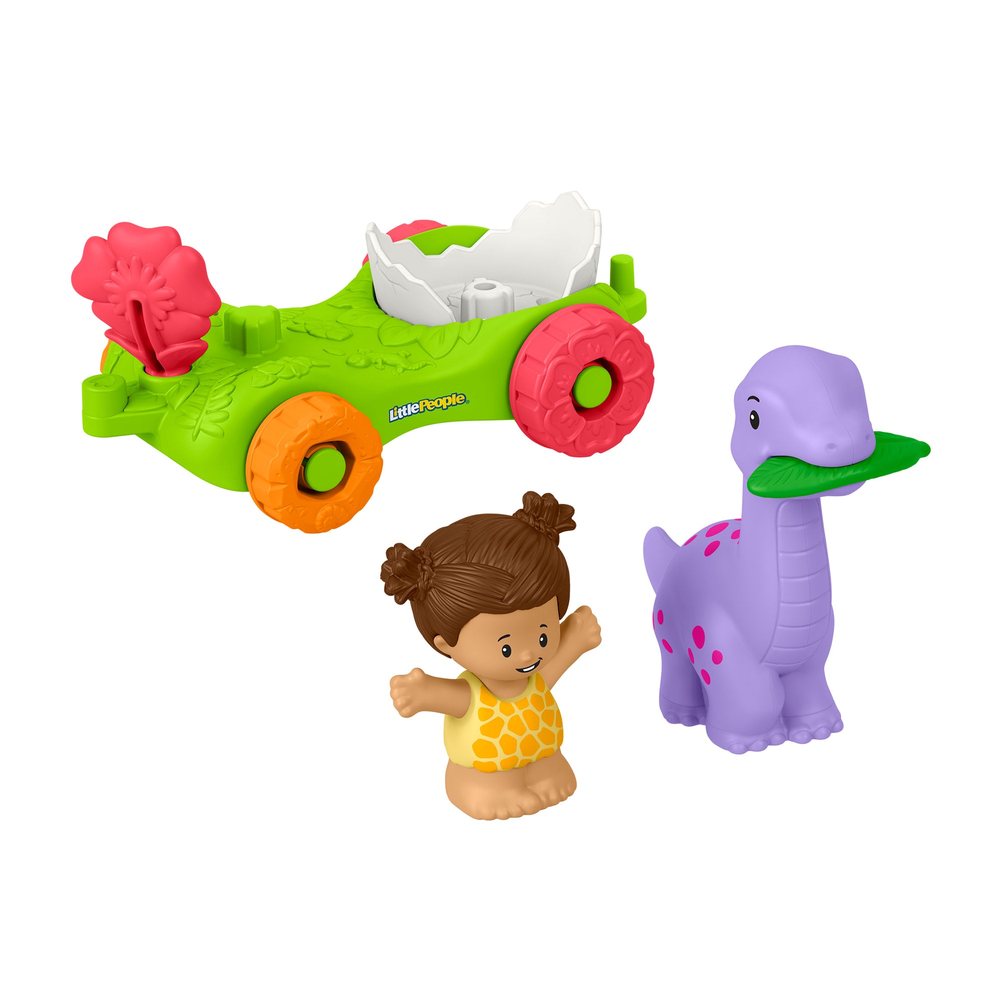 fisher price Fisher-Price Little People Dinosaur Parade Egg Car & Figure Set Toddler Toy, 3 Pieces