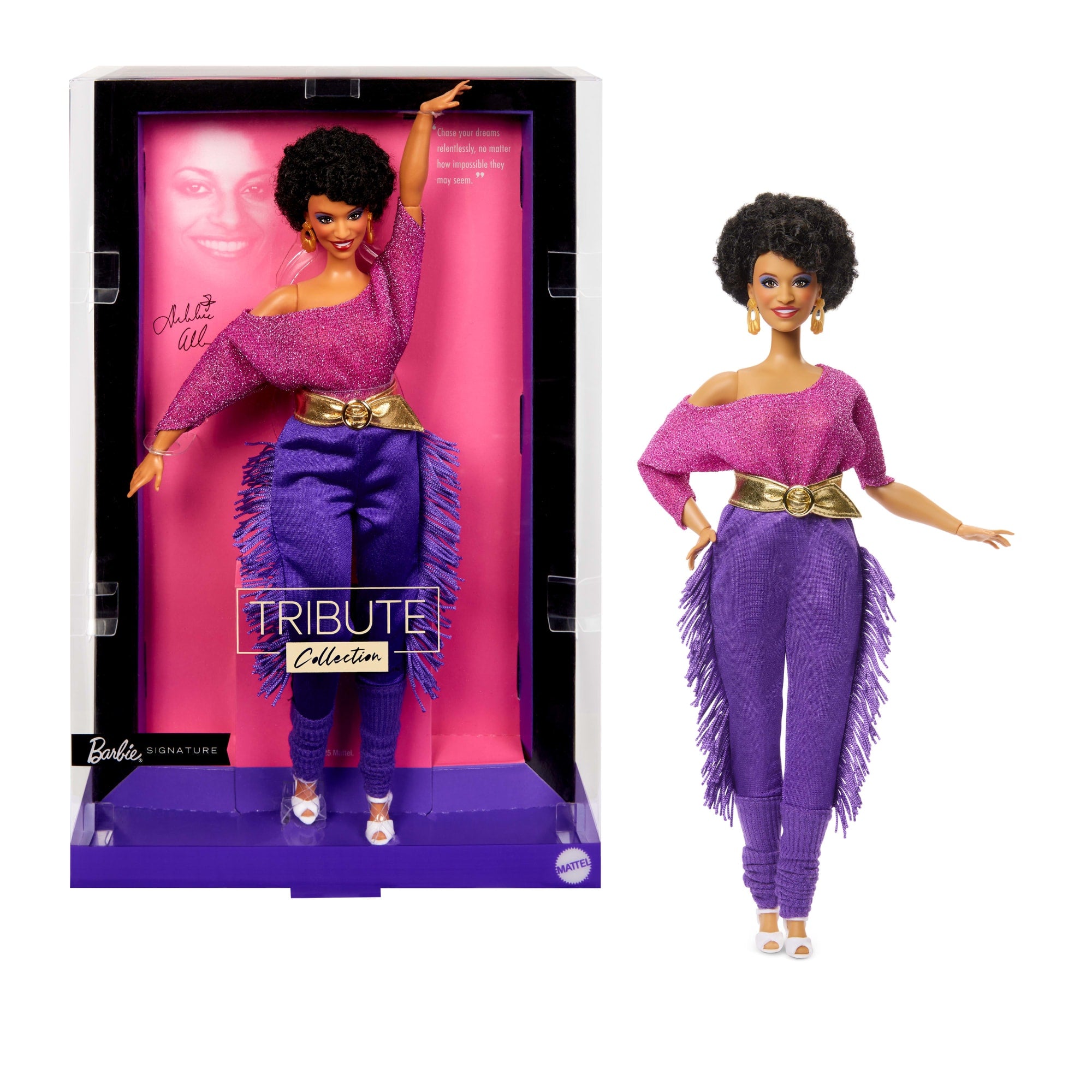 fisher price Barbie Signature Tribute Collection Debbie Allen Doll in Purple Fringe Pants And Legwarmers