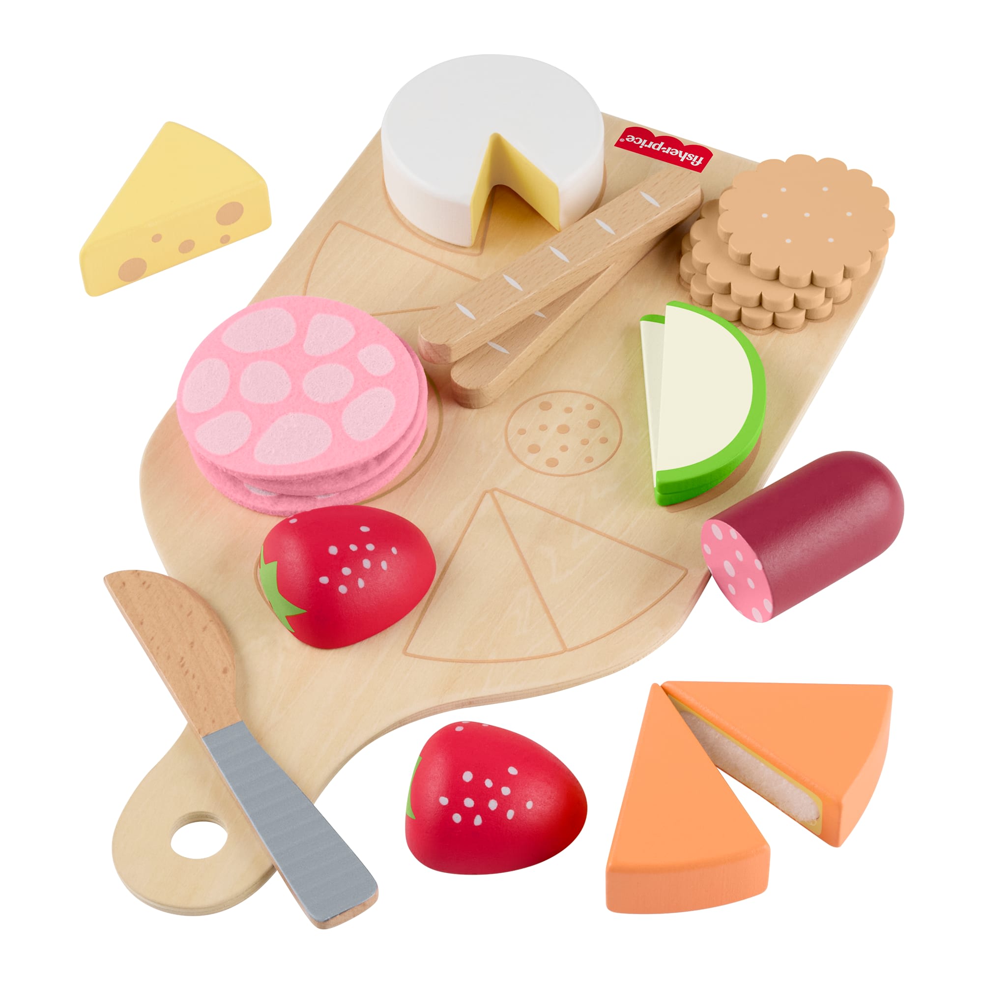 fisher price Fisher-Price Wooden Charcuterie Board Pretend Playset For Kids With 19 Wood & Fabric Pieces