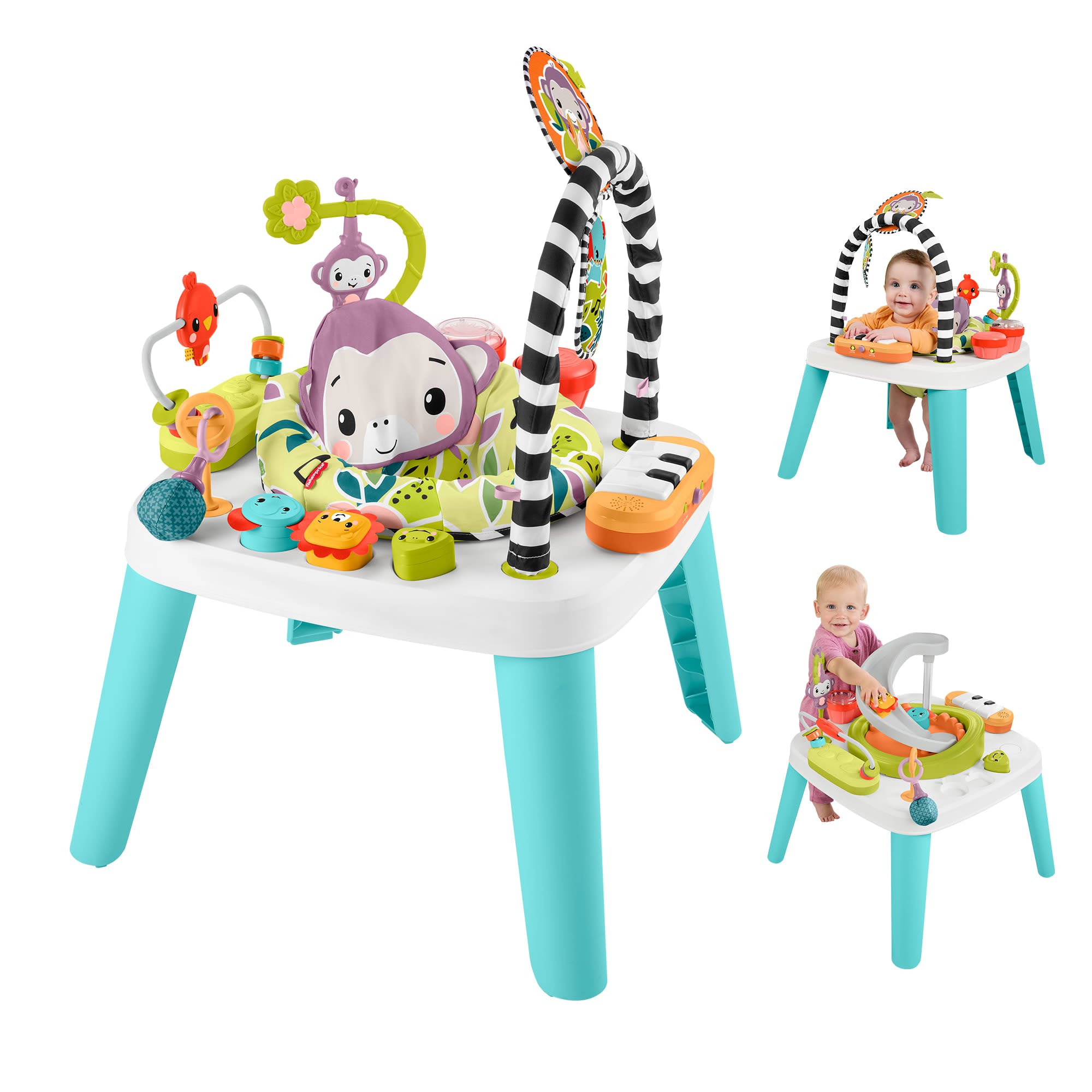 fisher price Fisher-Price 2-in-1 Purple Monkey Musical Baby Activity Center & Toddler Play Table