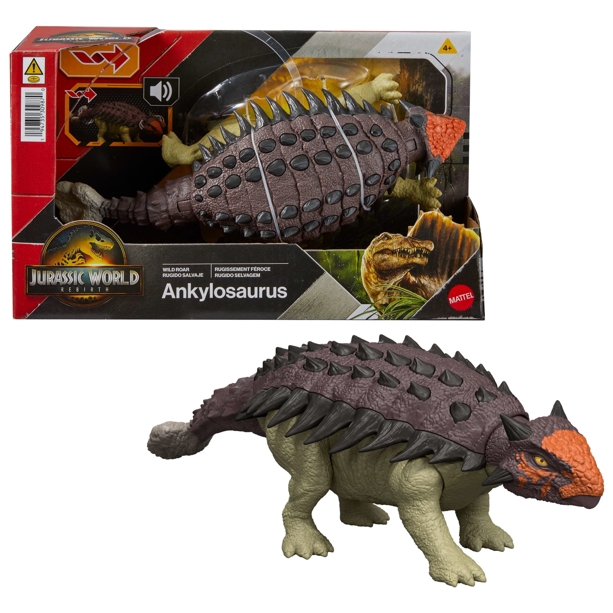 fisher price Jurassic World Dinosaurio de Juguete Rebirth Rugido Salvaje Euoplocephalus