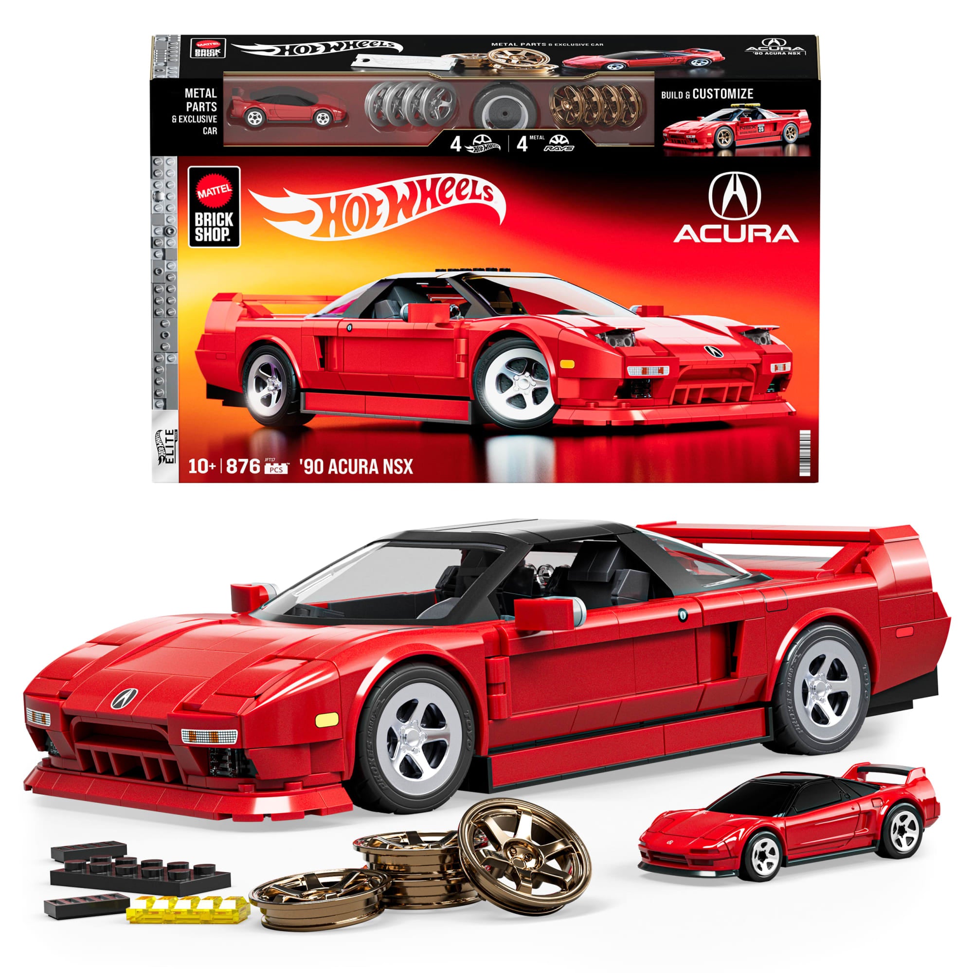 fisher price Mattel Brick Shop Hot Wheels Acura Nsx 1990, Kit de Construction de Jouets 876 Pi??ces, de Collection