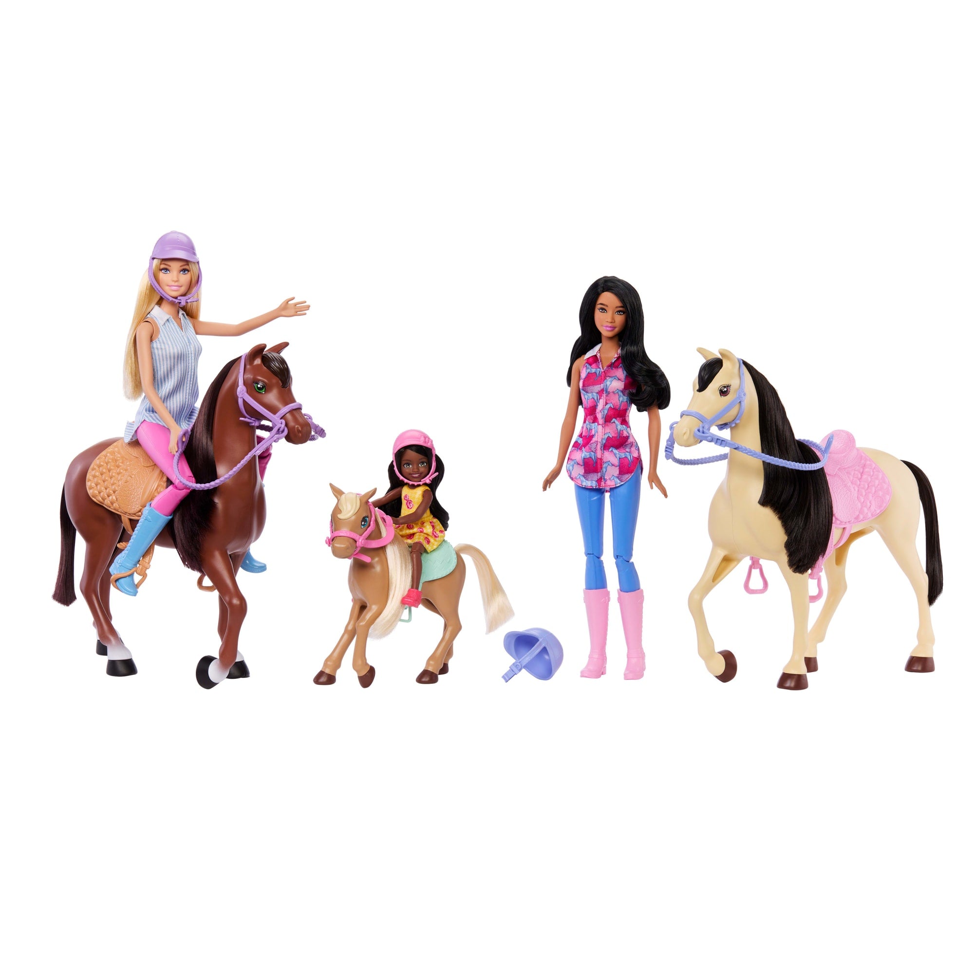 fisher price Barbie Doll & Horse Playset With 3 Dolls, 3 Horses & 24+ Accessories, includes Hair Styling Pieces
