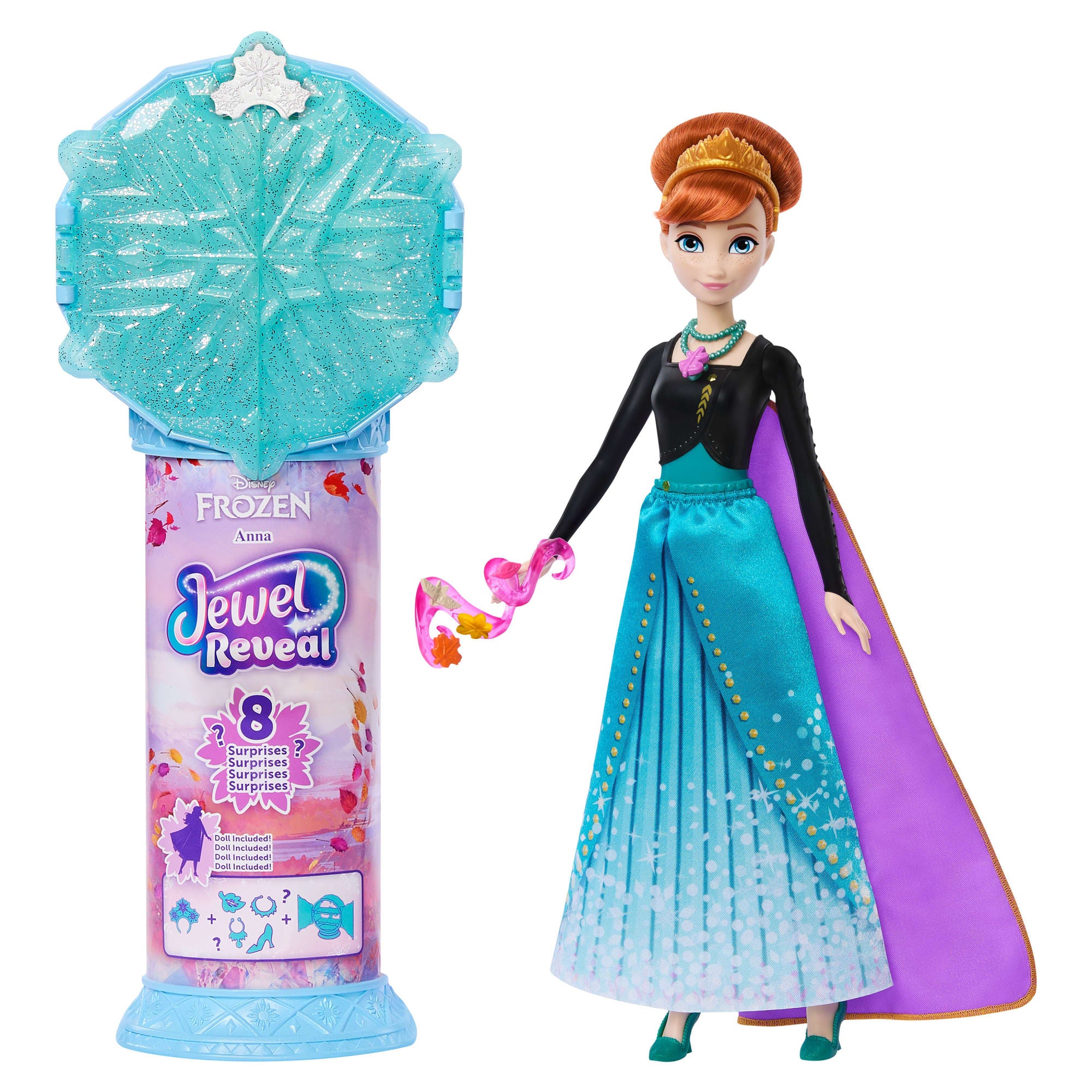 fisher price Disney Frozen Jewel Reveal Anna Fashion Doll W/ 8 Surprises including Gem Box & 10 Accessories