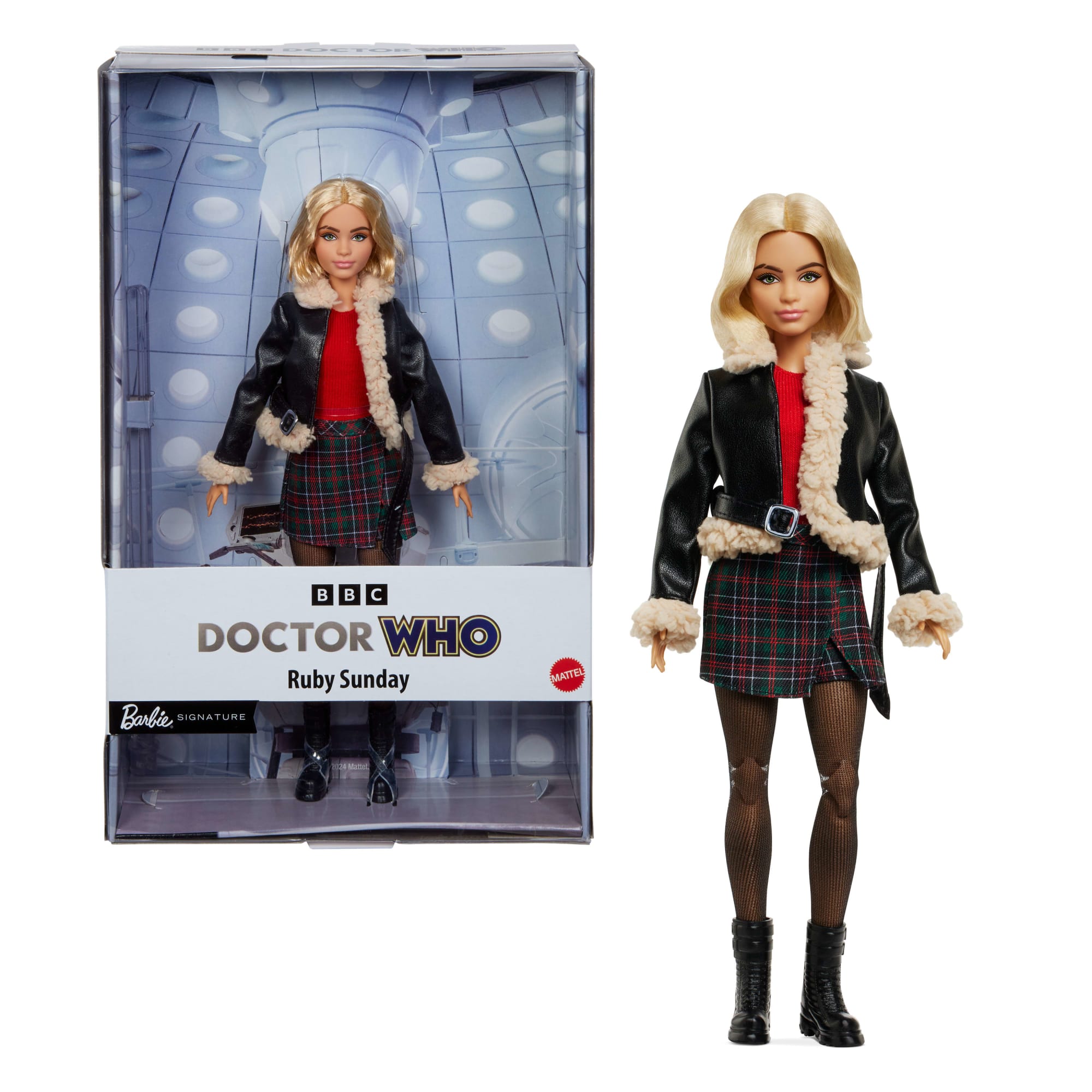 fisher price Ruby Sunday Barbie Doll, Dr. Who Collectible With Doll Stand & Certificate Of Authenticity