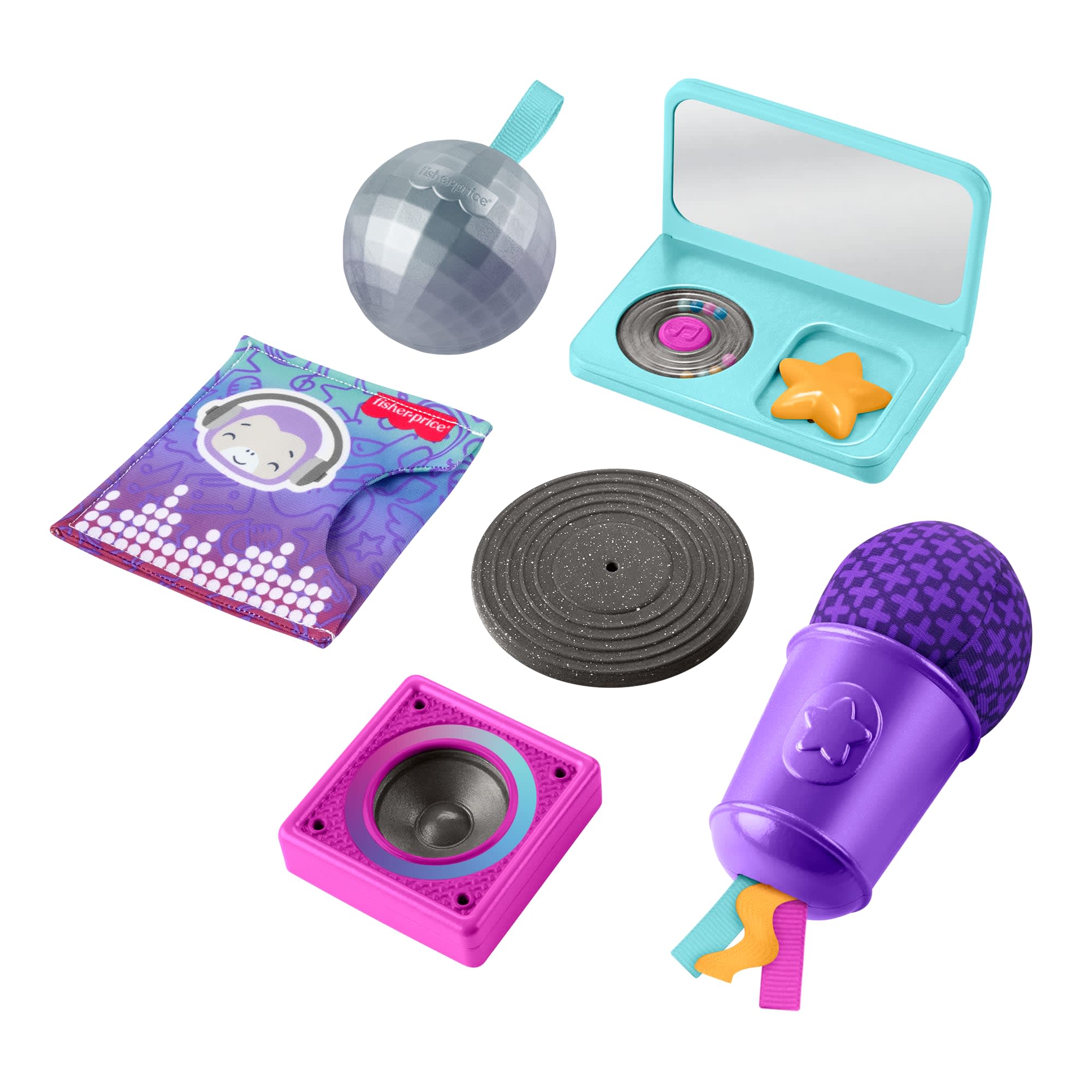 fisher price Fisher-Price Mini Me Moments DJ Gift Set, 6-Piece Sensory Baby Toys For Newborn Play