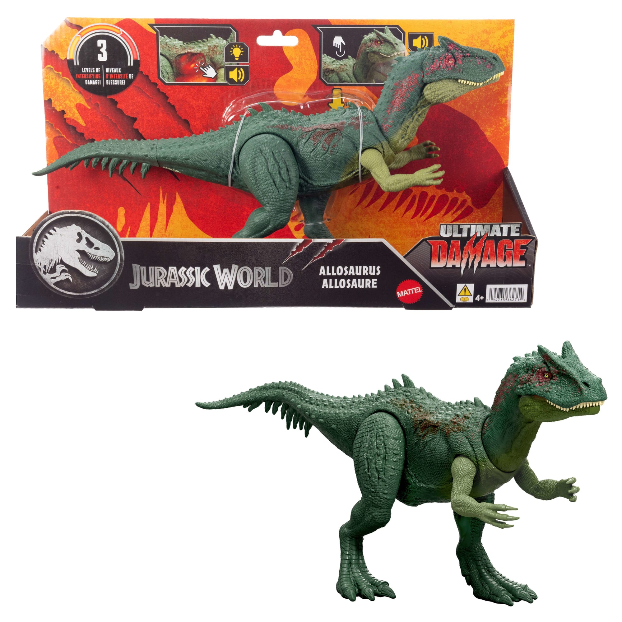 fisher price Jurassic World Renaissance-Ultimate Damage-Figurine Allosaure Lumineux