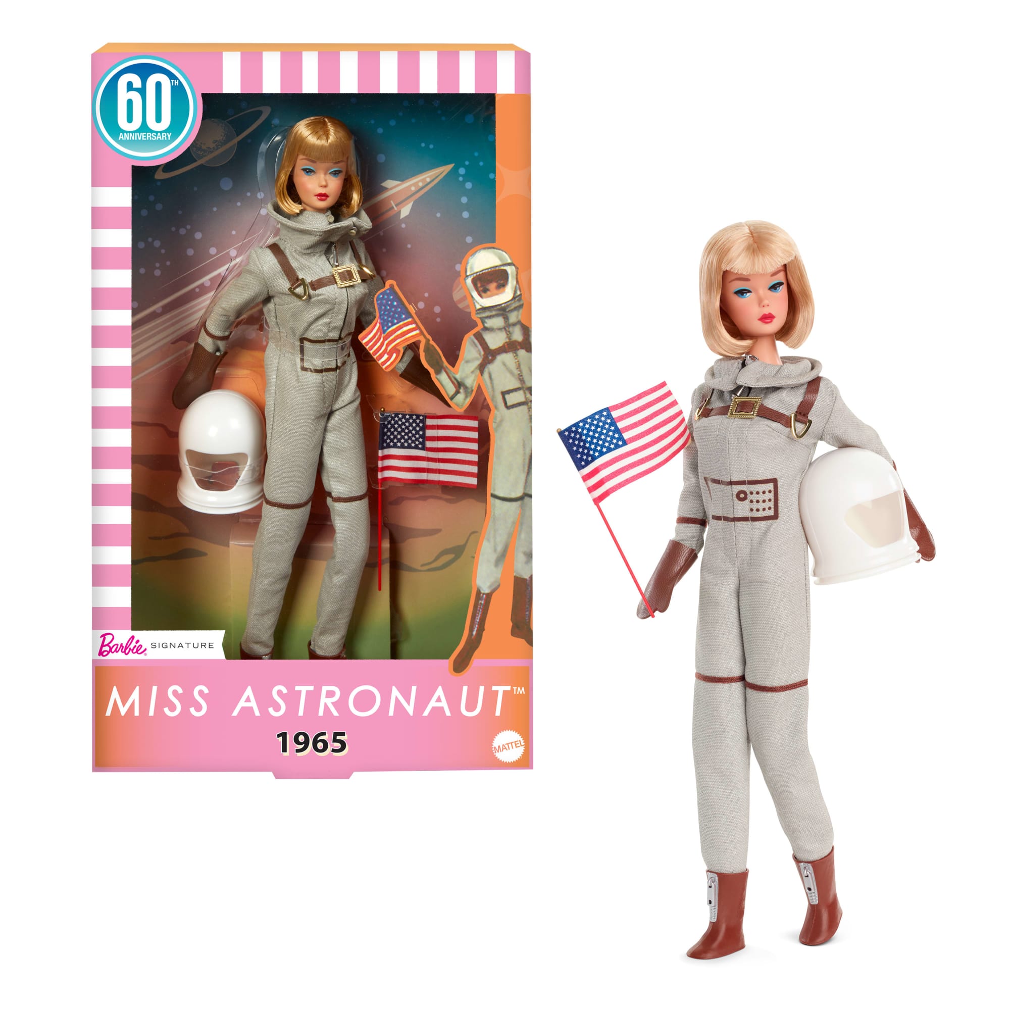 fisher price Barbie Signature Miss Astronaut Doll Collectible With Silver Suit, Space Boots, & Helmet Accessory