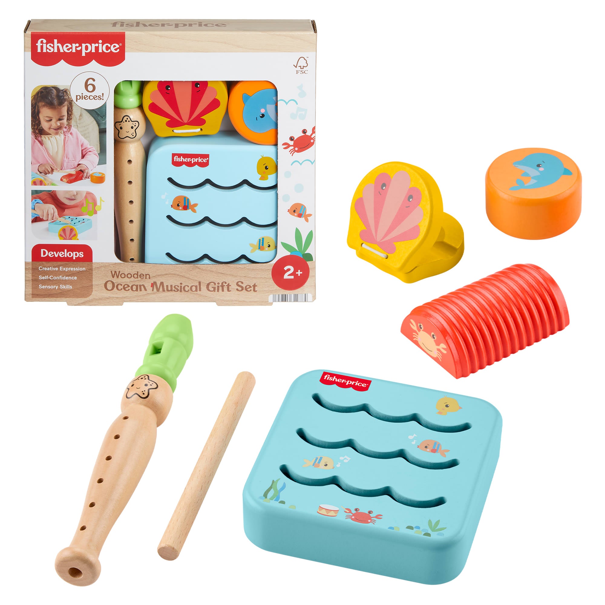 fisher price Coffret Cadeau Musical en Bois Amis de L??Oc??an Fisher-Price?