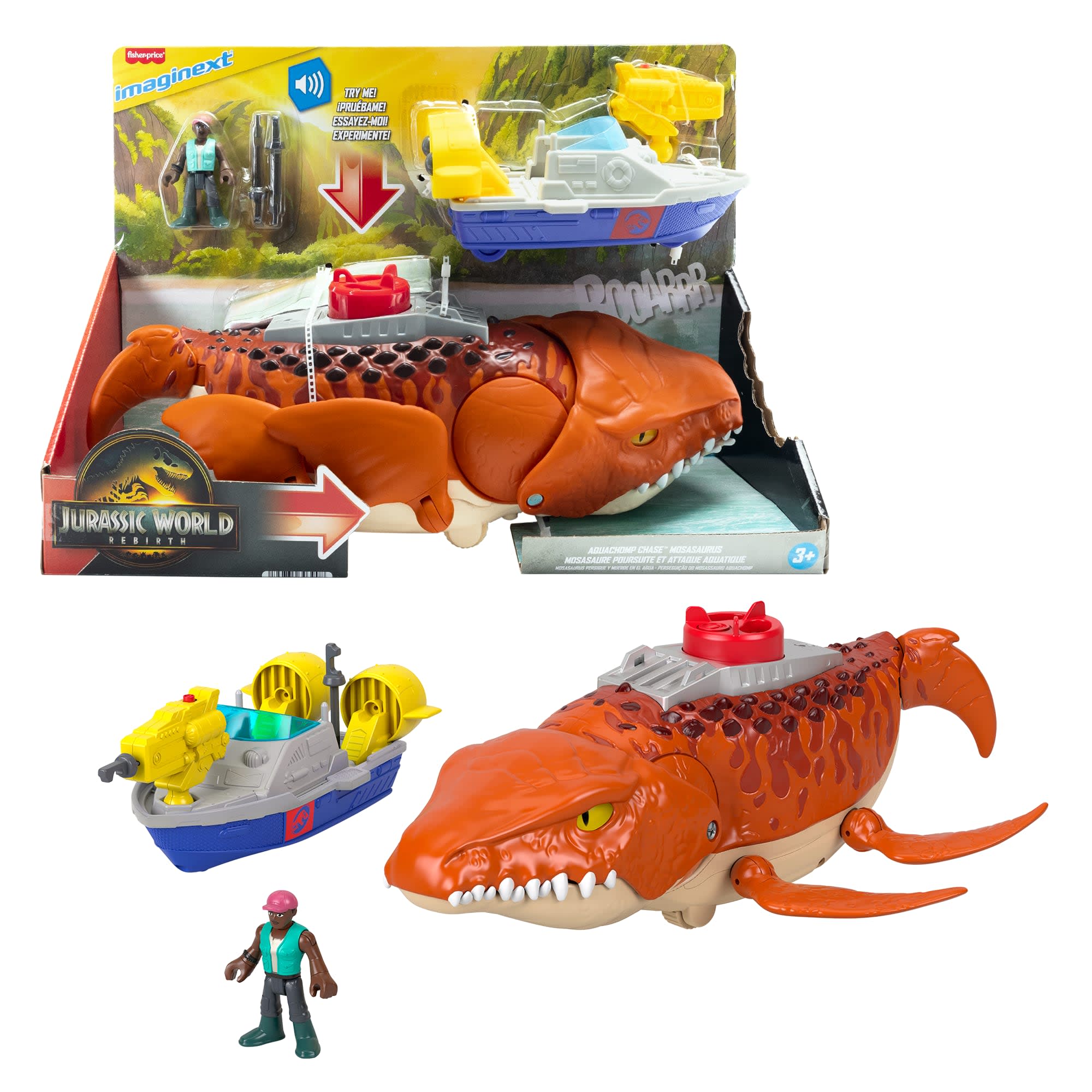 fisher price Fisher-Price Imaginext Jurassic World Rebirth Aquachomp Chase Mosasaurus Dinosaur Toy Playset