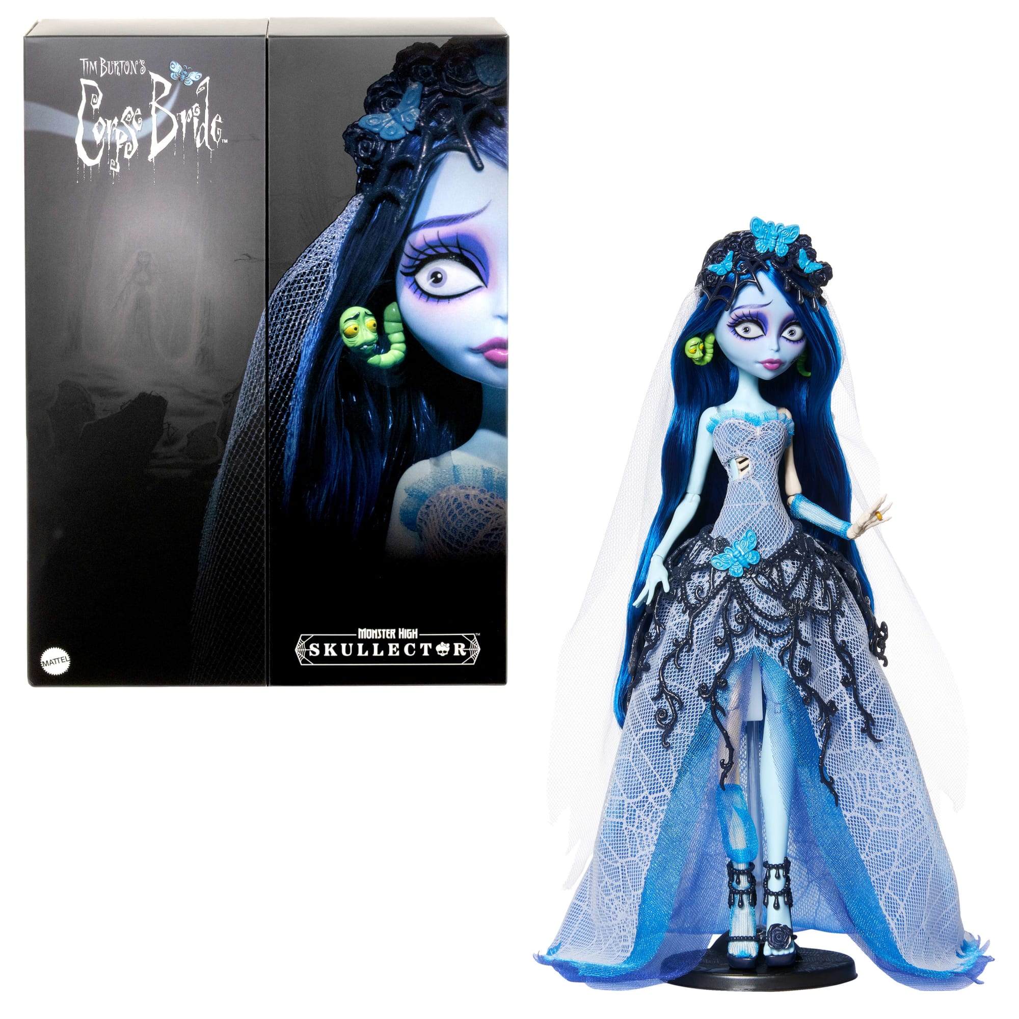 fisher price Monster High Skullector Corpse Bride Collectible Doll, Emily in Gothic Wedding Dress With Veil