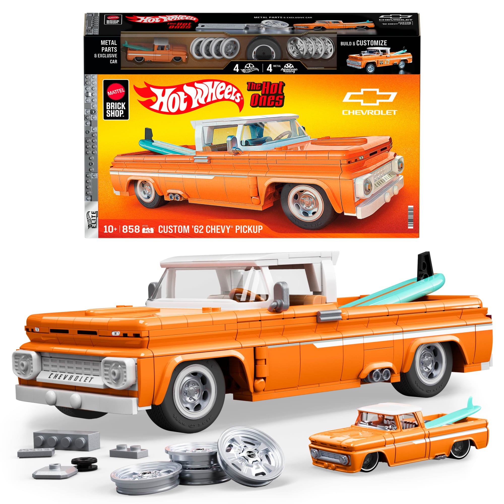fisher price Mattel Brick Shop Hot Wheels Chevy Pickup Custom 1962, 858 Pi??ces, de Collect