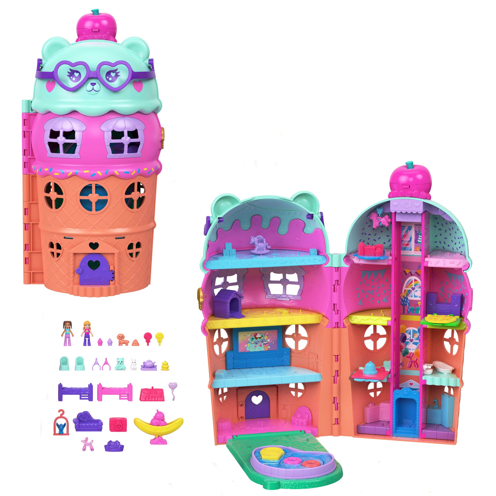 fisher price Polly Pocket Conjunto de Brinquedo Estrojo Casa de Sorvete