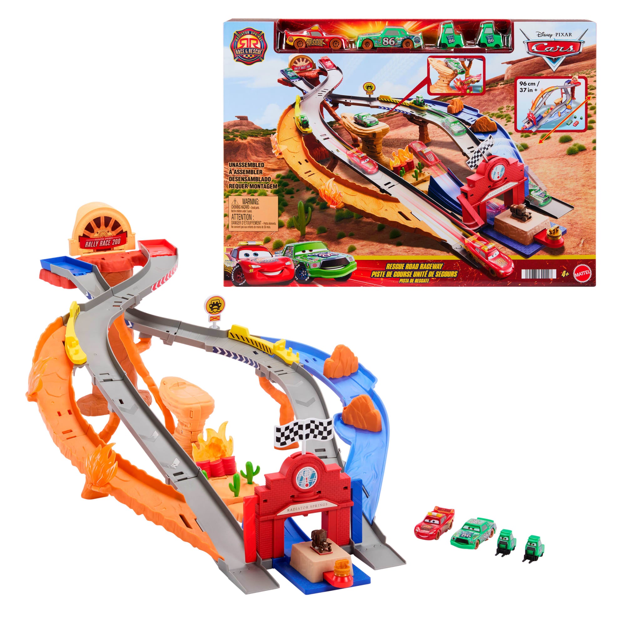 fisher price Disney And Pixar Cars Radiator Springs Race & Rescue Rescue Road Raceway Playset With 4 Toy Cars