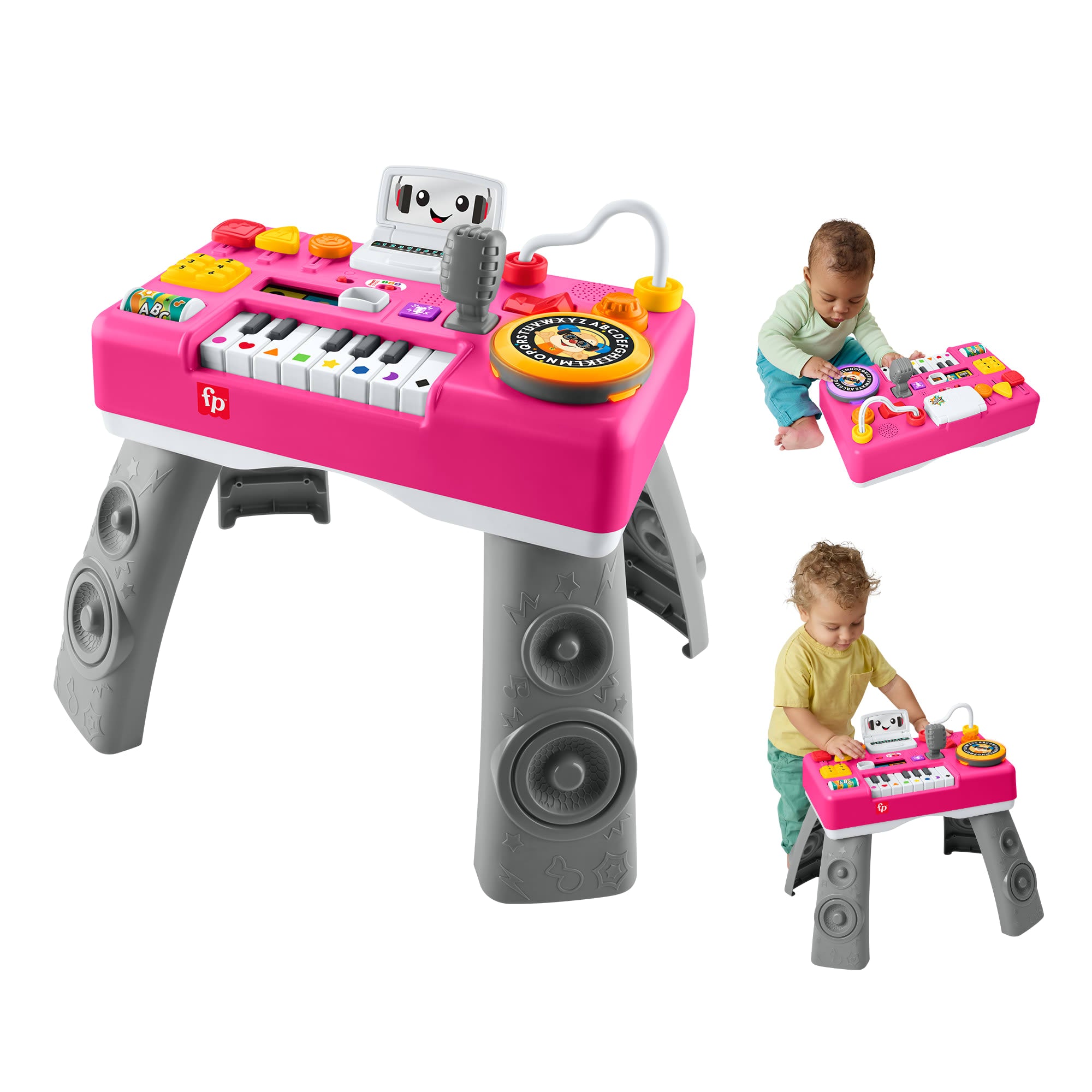 fisher price Fisher-Price Laugh & Learn Mix & Learn DJ Table, Baby & Toddler Musical Learning Toy, Pink
