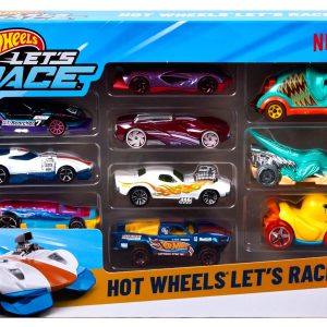 fisher price Hot Wheels Diecast Ve??culo de Brinquedo Let's Race Embalagem com 10 Carros Surpresa