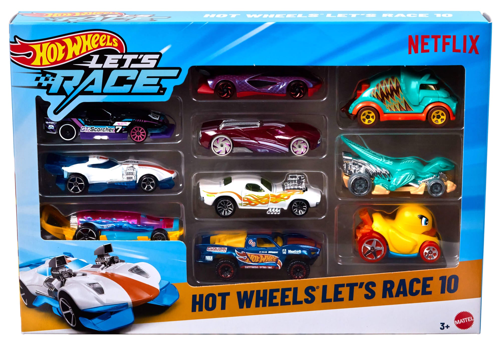fisher price Hot Wheels Diecast Ve??culo de Brinquedo Let's Race Embalagem com 10 Carros Surpresa