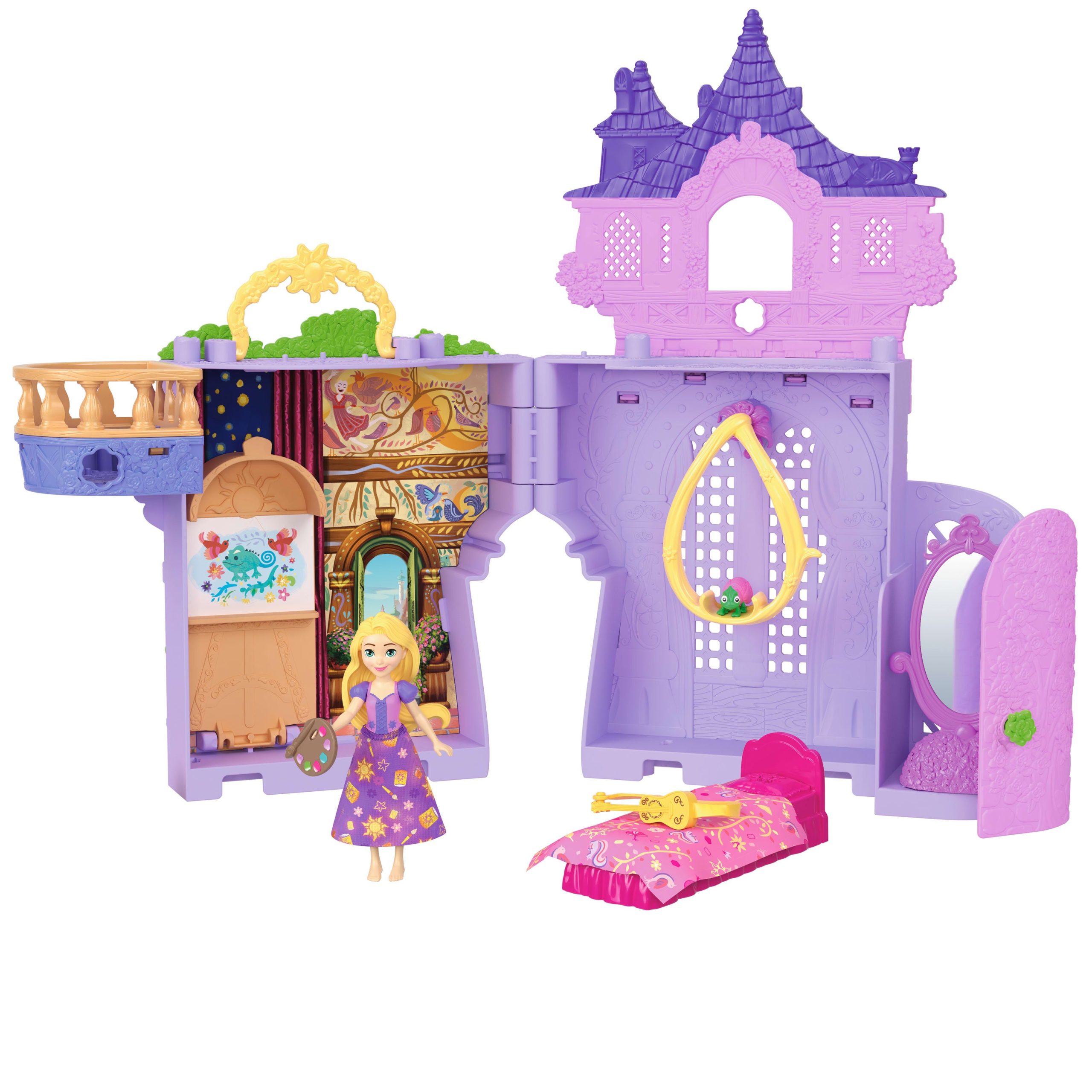 fisher price Disney Princess Rapunzel Storytime Stackers Doll House, Small Doll, Pascal Figure & 7 Accessories