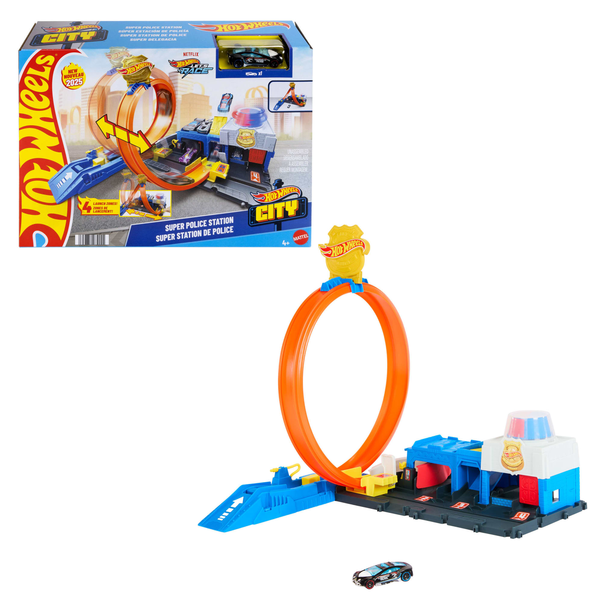 fisher price Hot Wheels City Super Police Station Playset With 1:64 Scale Police Toy Car & Adjustable Track Loop