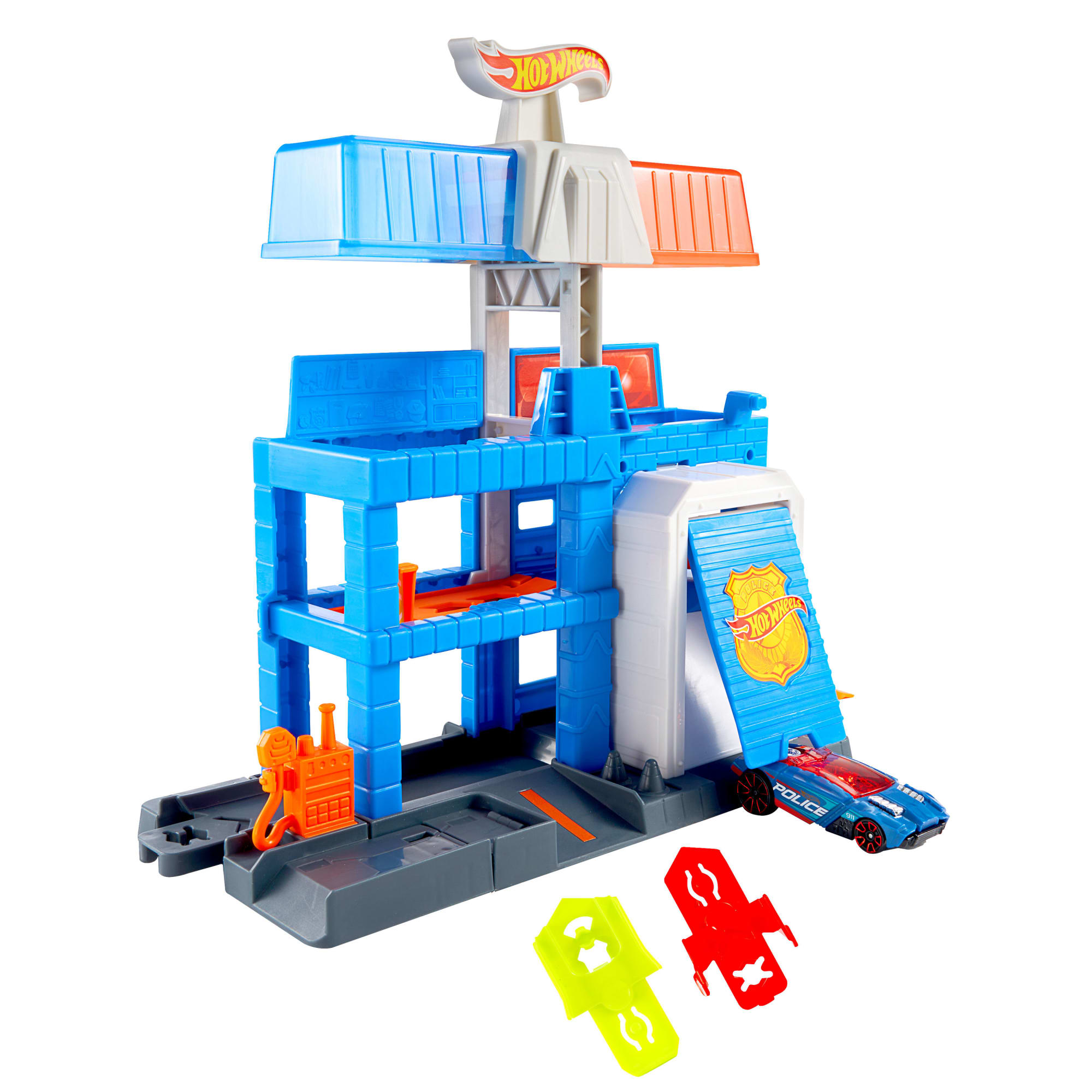 fisher price Hot Wheels City Downtown Police Tower Playset & 1:64 Scale Die-Cast Police Toy Car