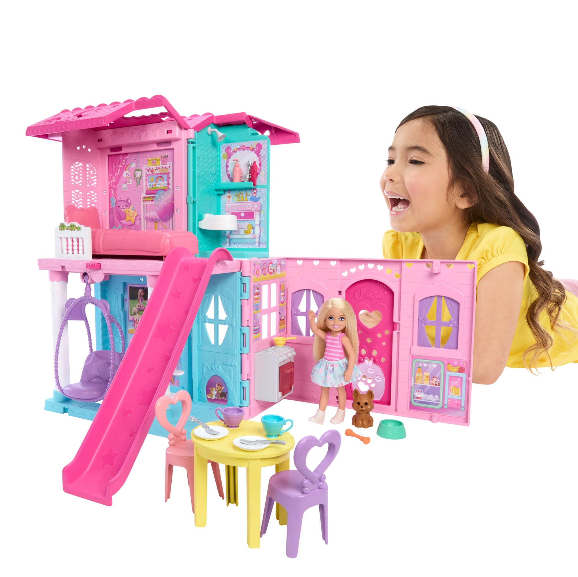 fisher price Barbie Chelsea Pop-Up Doll House With Doll & 15+ Accessories, House Expands To 17+ X 13+ inches