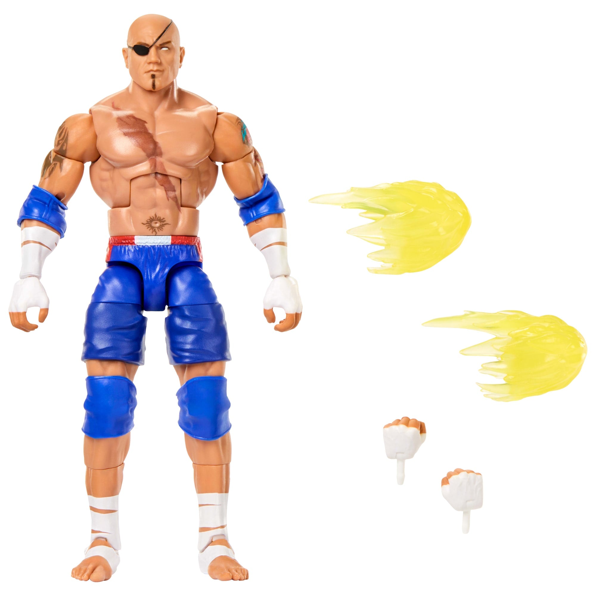 fisher price WWE X Street Fighter Batista Action Figure & Accessories, 6-Inch Collectible Sagat Mashup Set