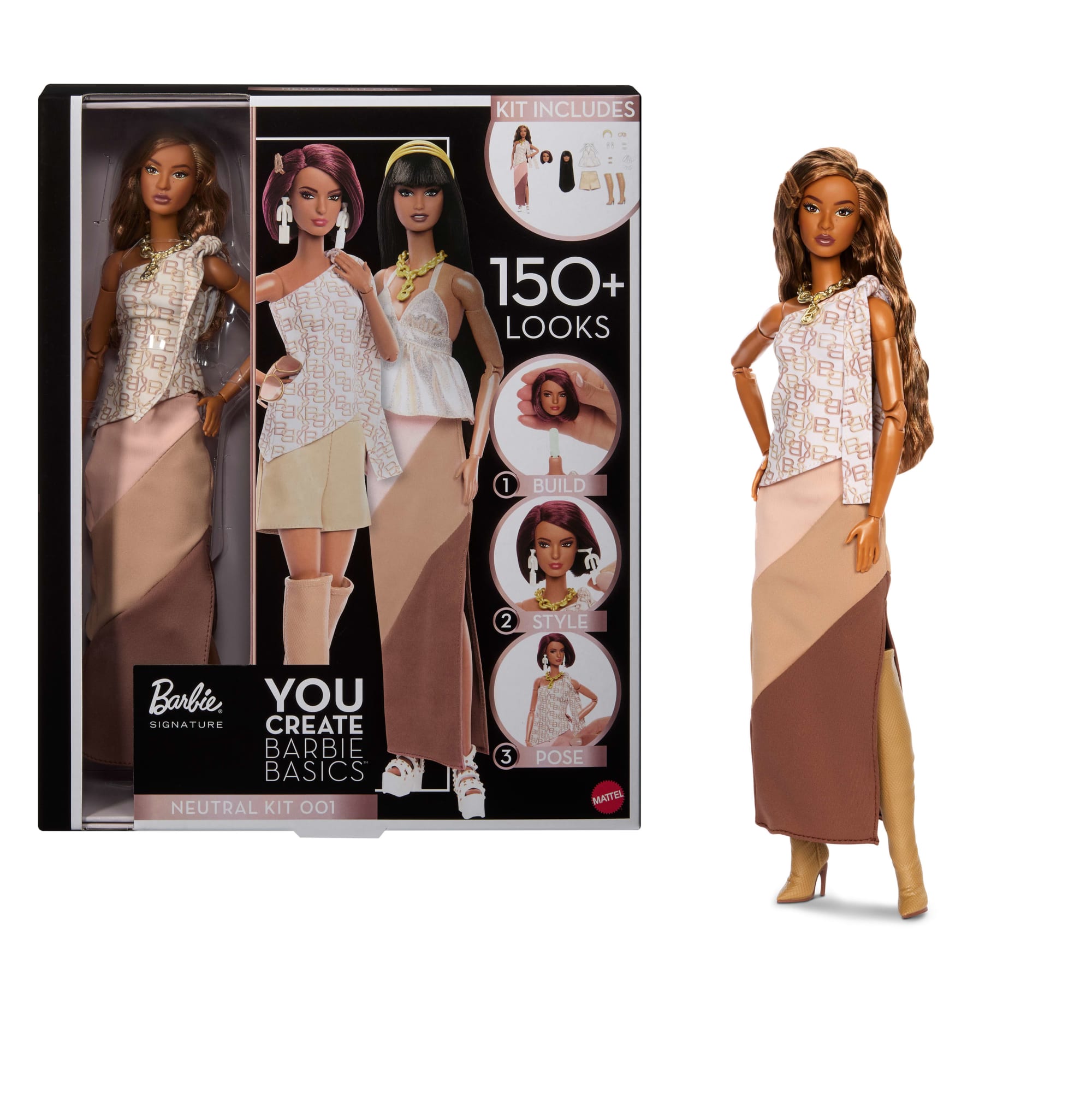 fisher price Barbie You Create Barbie Basics Neutral Kit 001,?Customizable Fashion Doll?&?Universal-Fit Clothing