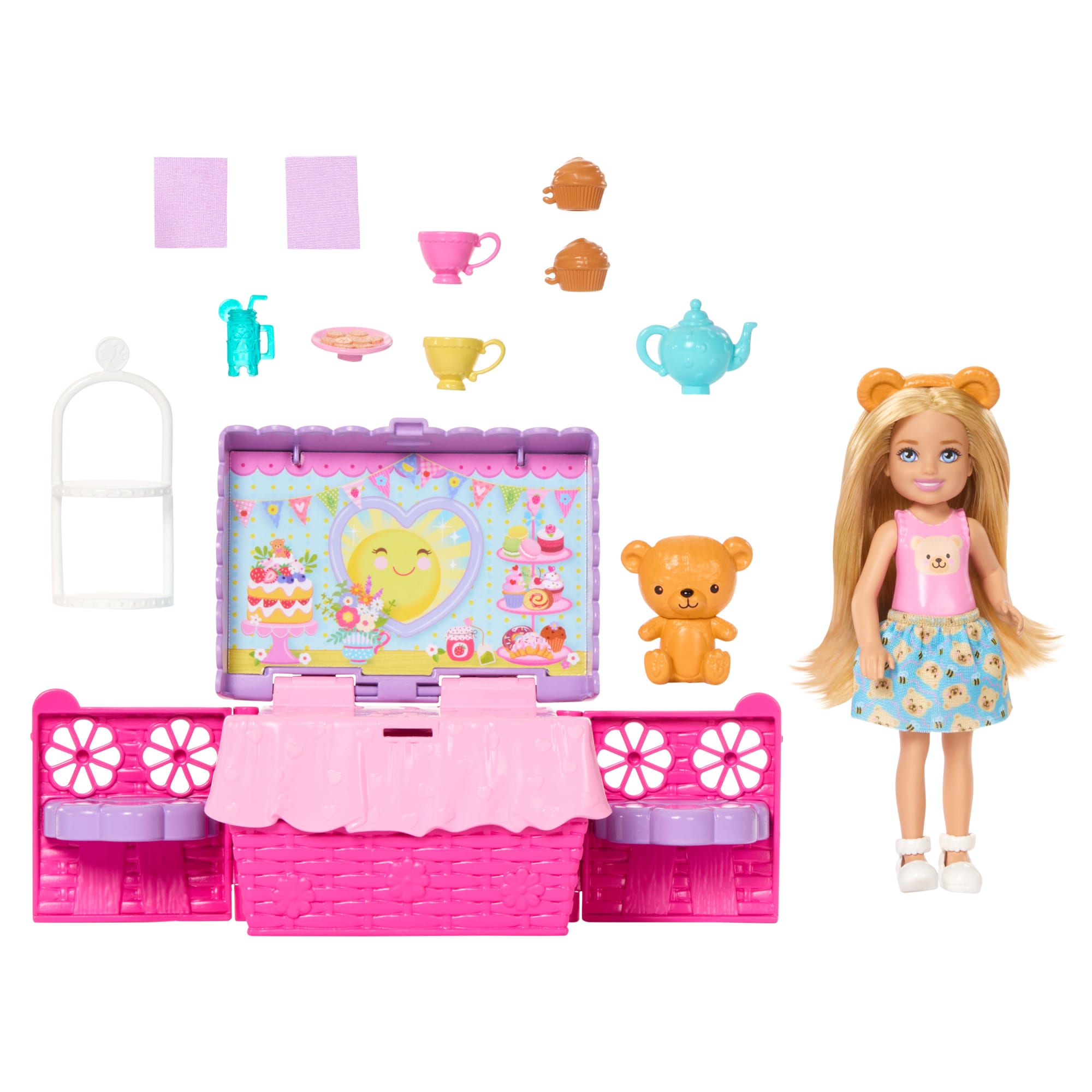 fisher price Barbie Family & Friends Club Chelsea Pop-Up Tea Party Playset With Small Doll & 10+ Accessories