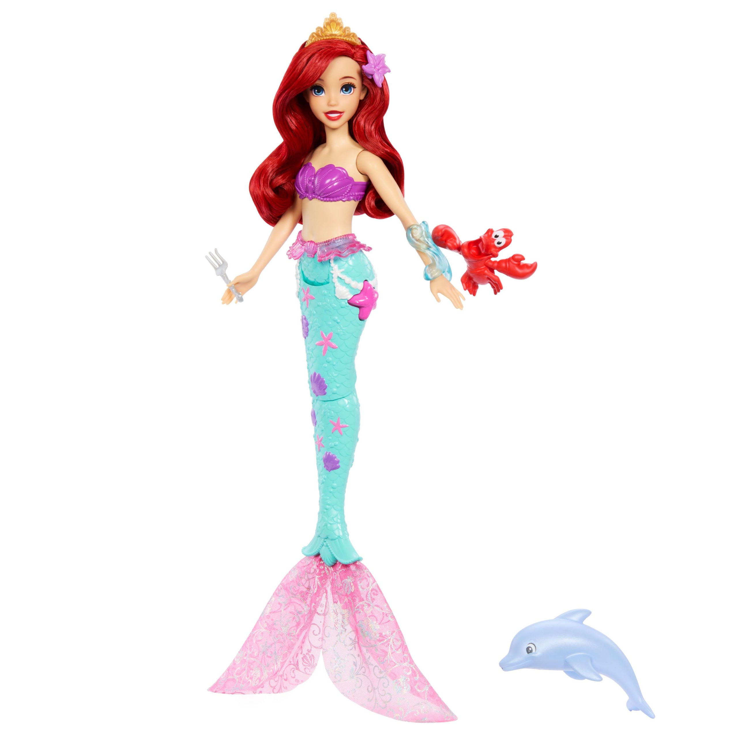 fisher price Disney Princess Ocean Friends Ariel Swimming Mermaid Doll With Squirt Toy, Figure & 4 Accessories