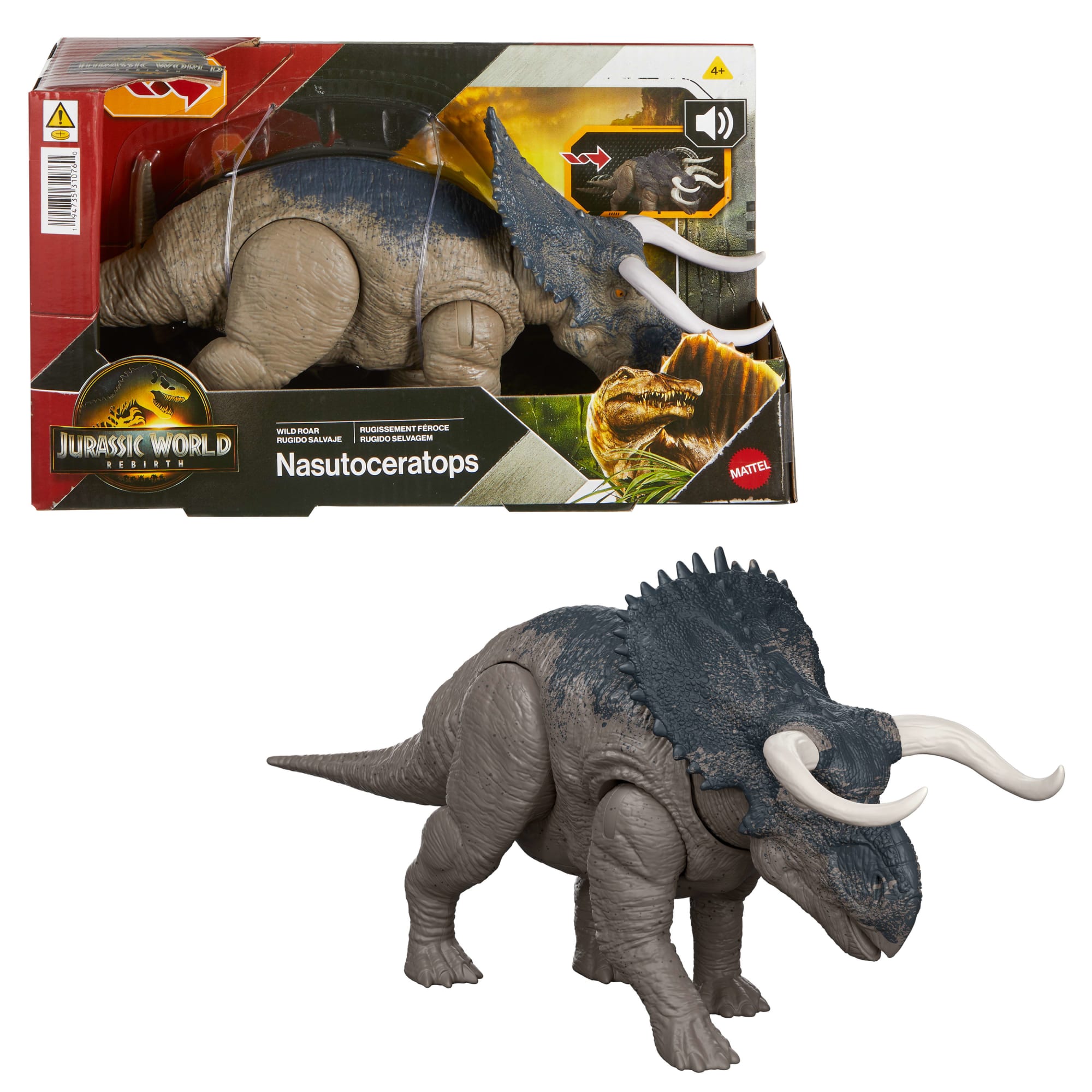 fisher price Jurassic World Dinossauro de Brinquedo Rebirth Rugido Selvagem Nasutoceratops