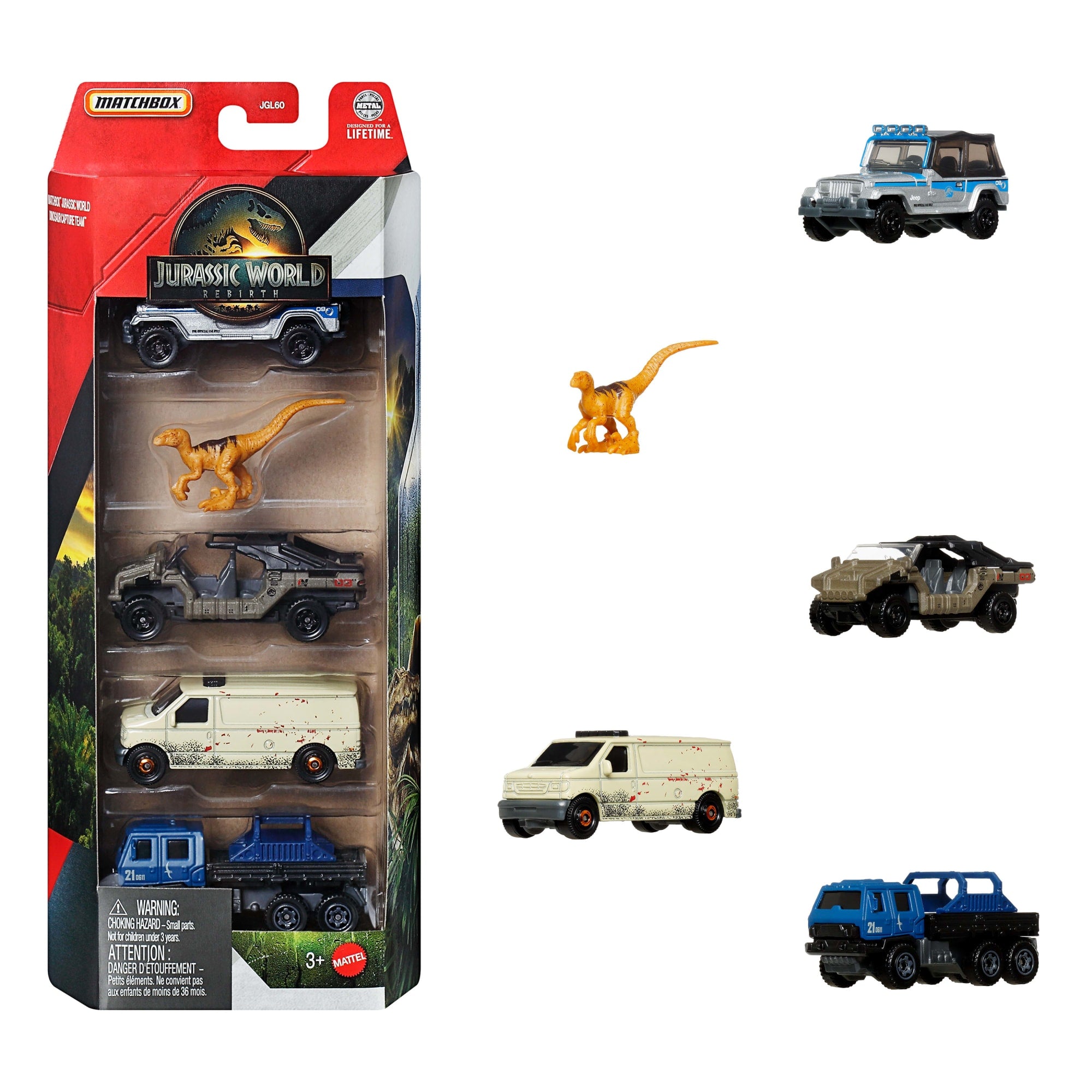 fisher price Matchbox Veh??culo de Juguete Jurassic World Auto B??sico Paquete de 5