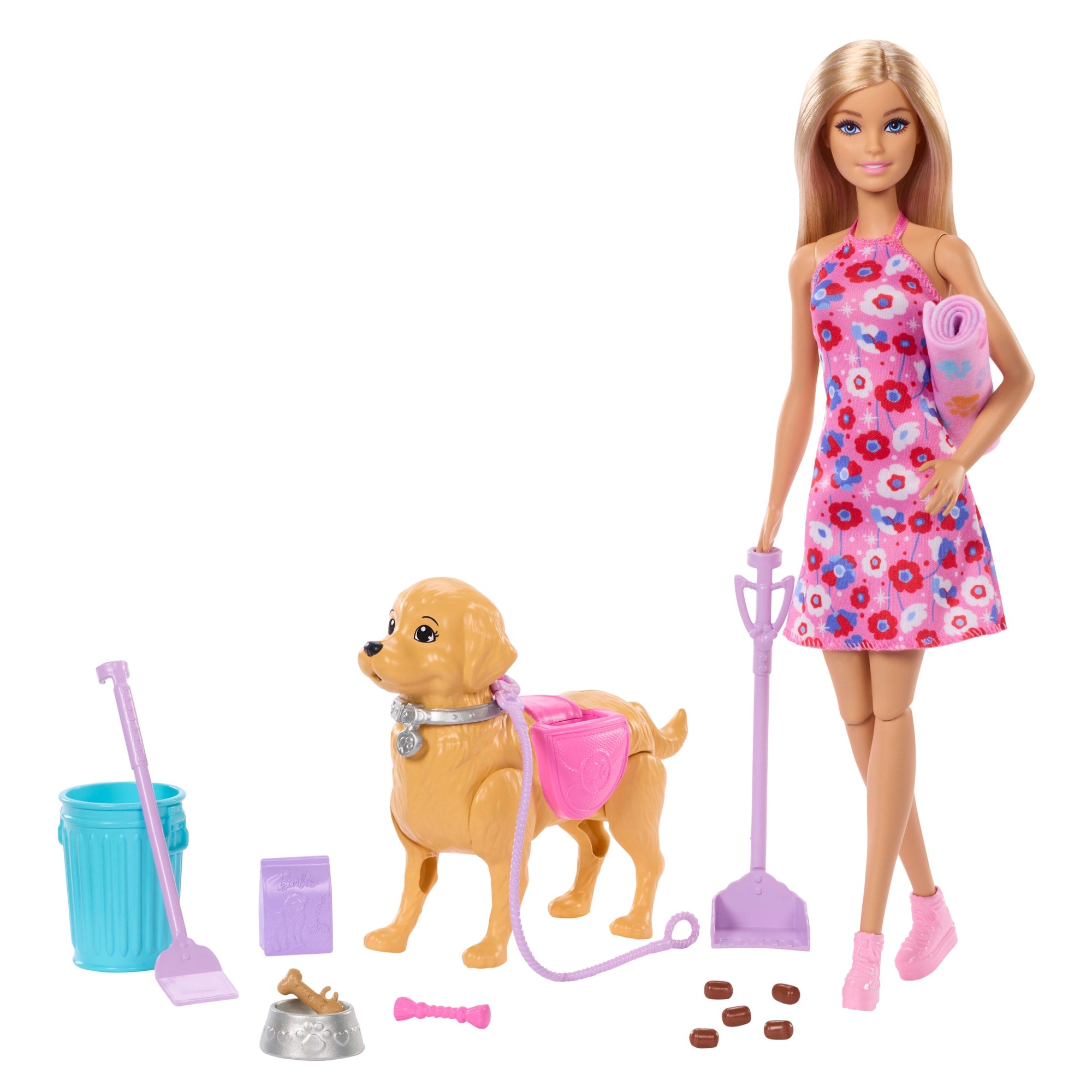 fisher price Barbie Coffret ??Malibu?? et Son Chiot Promenade et Besoins