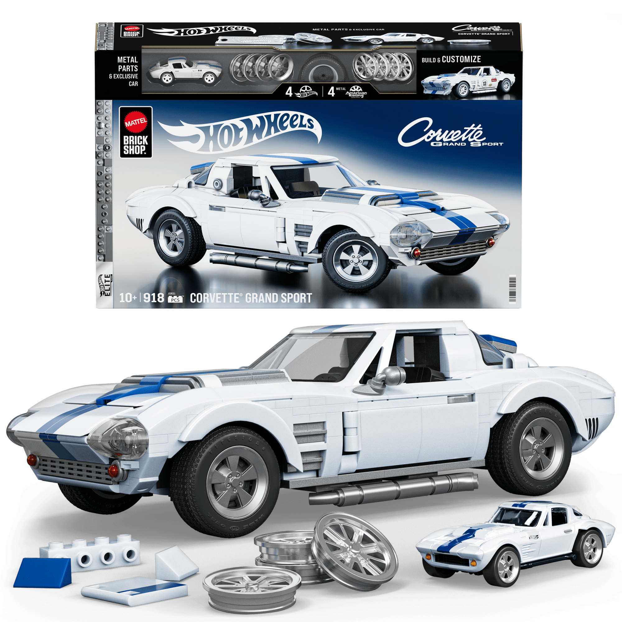 fisher price Mattel Brick Shop Hot WheelsJuguete de Construcci??n Elite 63 Corvette Grand Sport