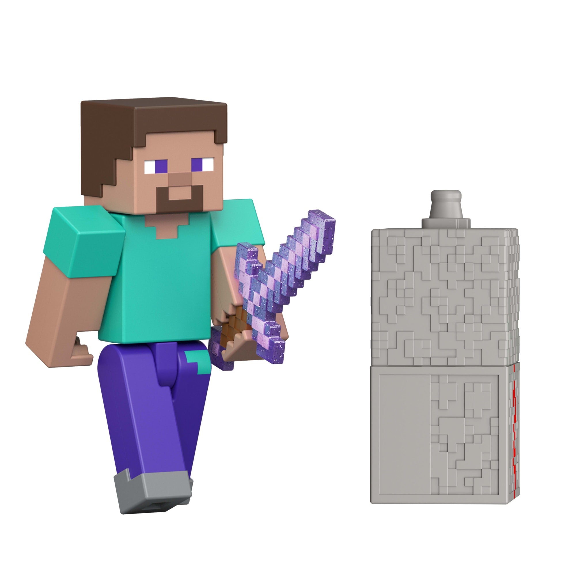 fisher price Minecraft Steve Action Figure & Accessory Set, 3.25-Inch Scale Collectible Toy With Building Piece