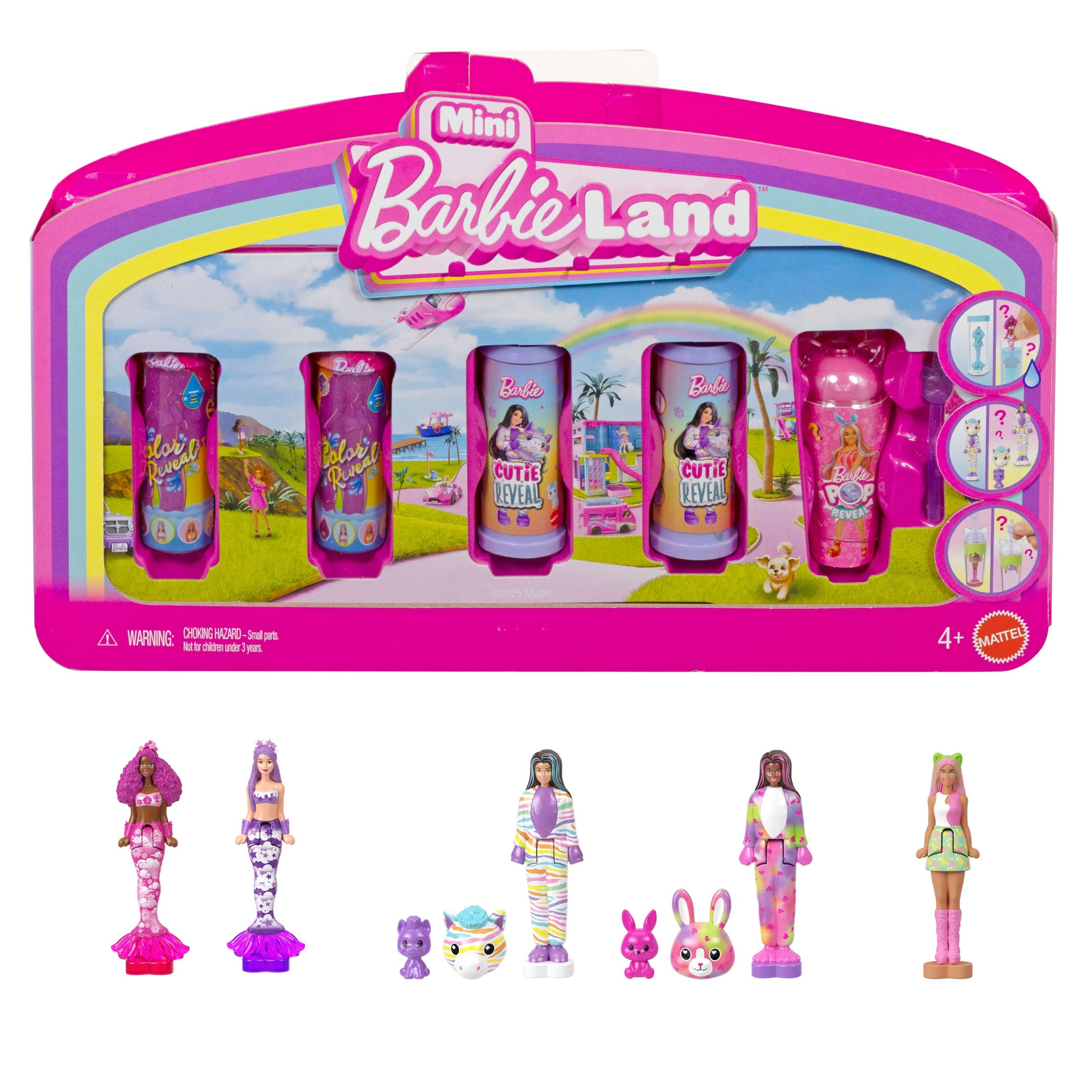 fisher price Barbie Mini Barbie Land 5 Dolls Reveal Pack, 1.5-Inch Mini Dolls With Surprise Reveal & Sensory Play Piece