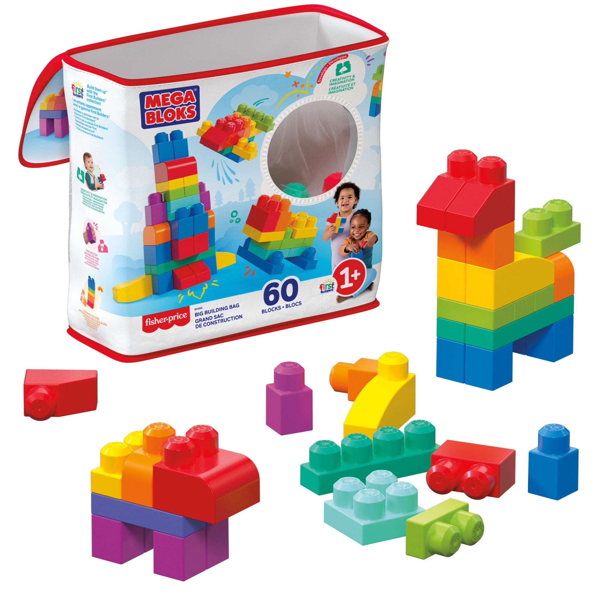 fisher price Mega Bloks Jogo de Constru??o Bolsa de Constru??o de 60 pe?as azul