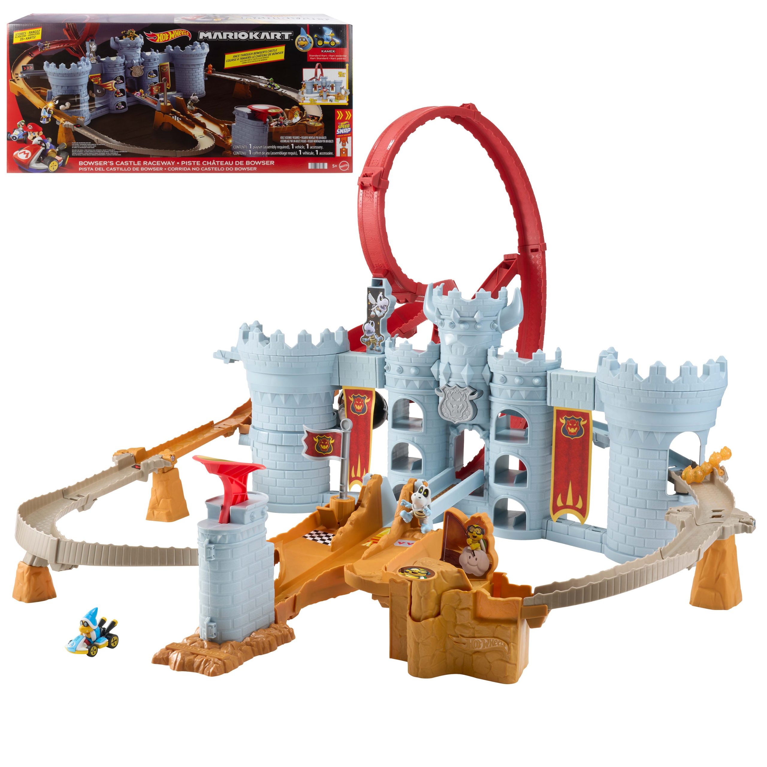 fisher price Hot Wheels Mario Kart Pista de Juguete castillo bowser