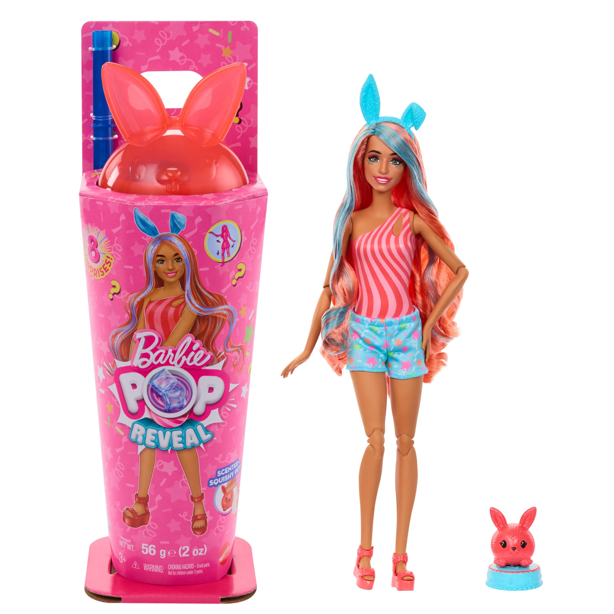 fisher price Barbie Pop Reveal Shakes Series Doll & Accessories Set, Scented Bright Bunny Fashion Doll