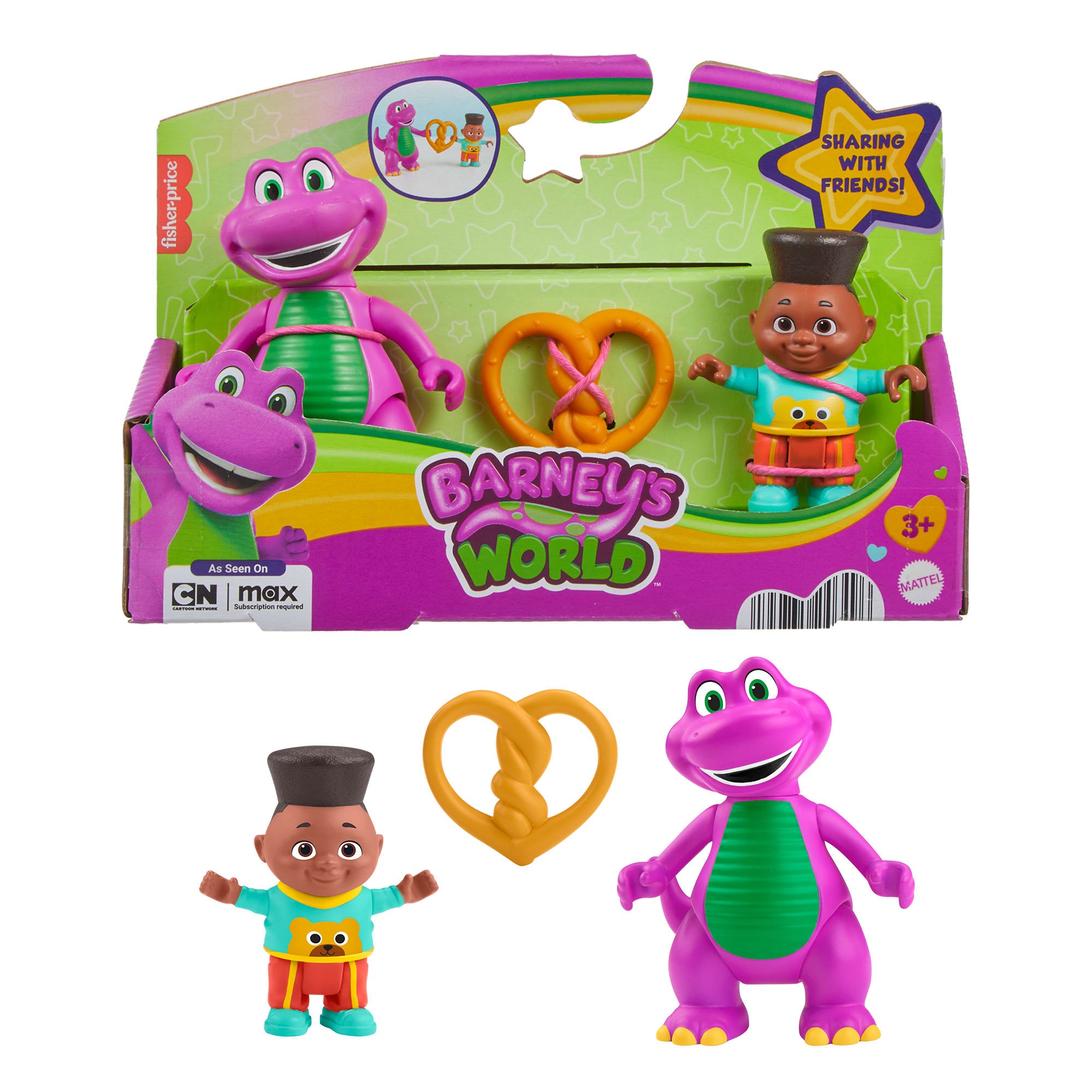 fisher price Fisher-Price Barney's World Barney's Friend David & Barney Figure Set For Kids, 3 Toys