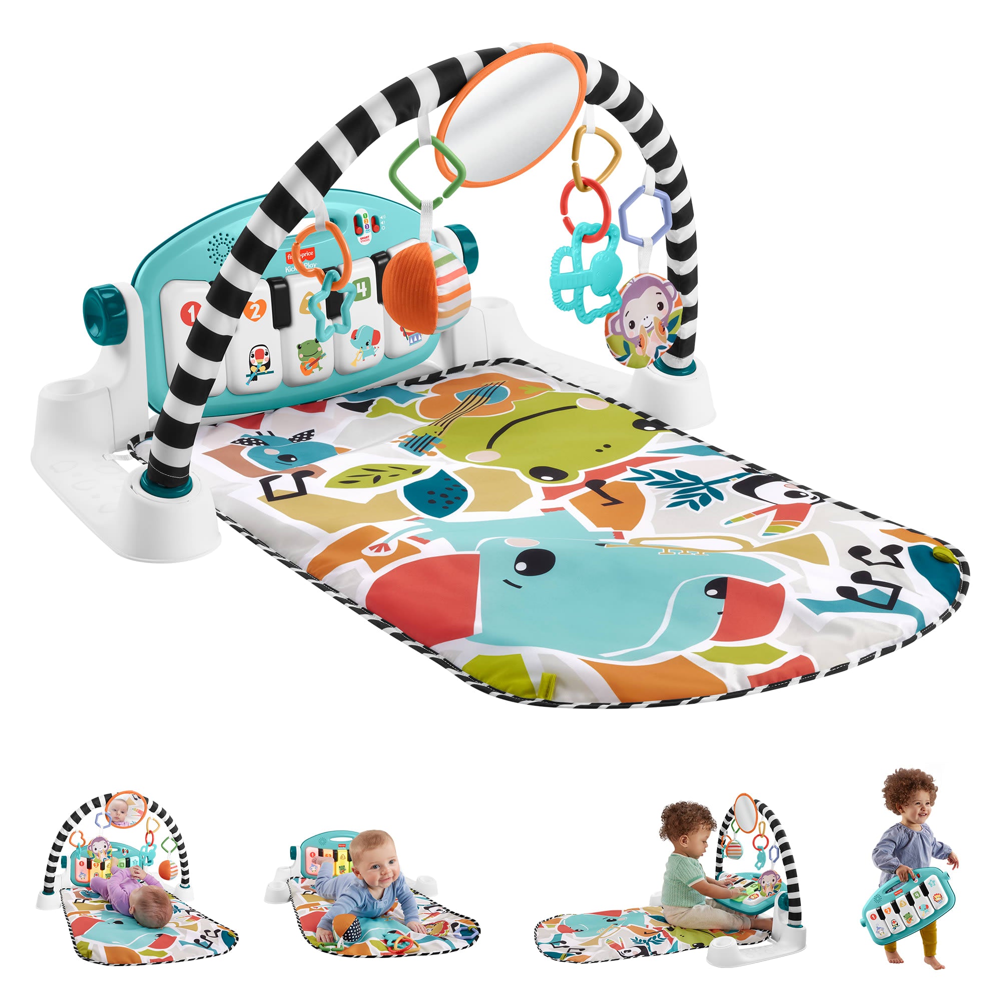 fisher price Fisher-Price Glow And Grow Kick & Play Piano Gym Baby Playmat With Musical Learning Toy, Blue