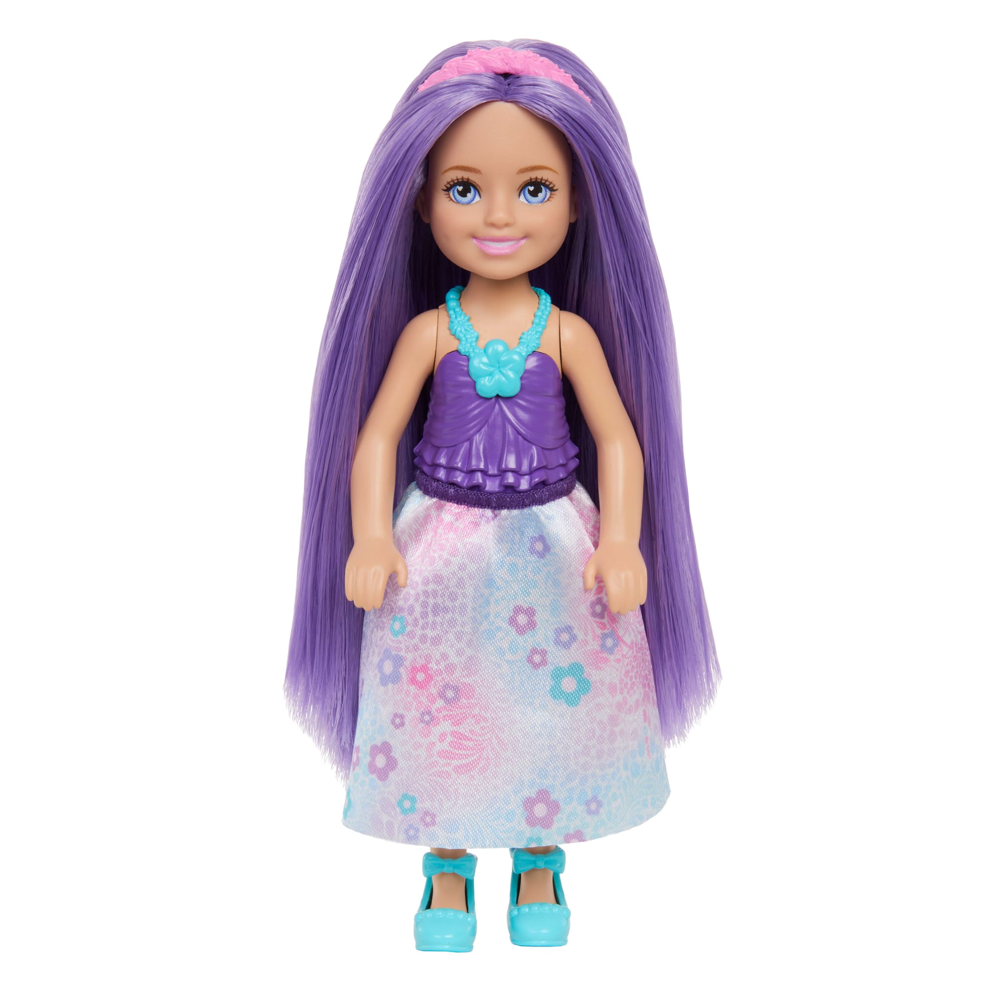 fisher price Barbie Chelsea Royal Small Doll With Purple Hair, Removable Skirt, Shoes & Hair Accessory, 6-Inch Toy