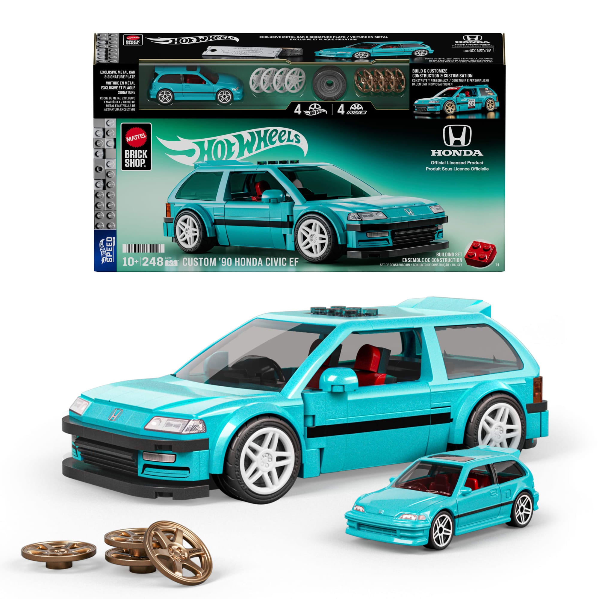 fisher price Mattel Brick Shop Hot Wheels Custom ??90 Honda Civic Ef Building Toy Kit (248 Pieces), For Collectors