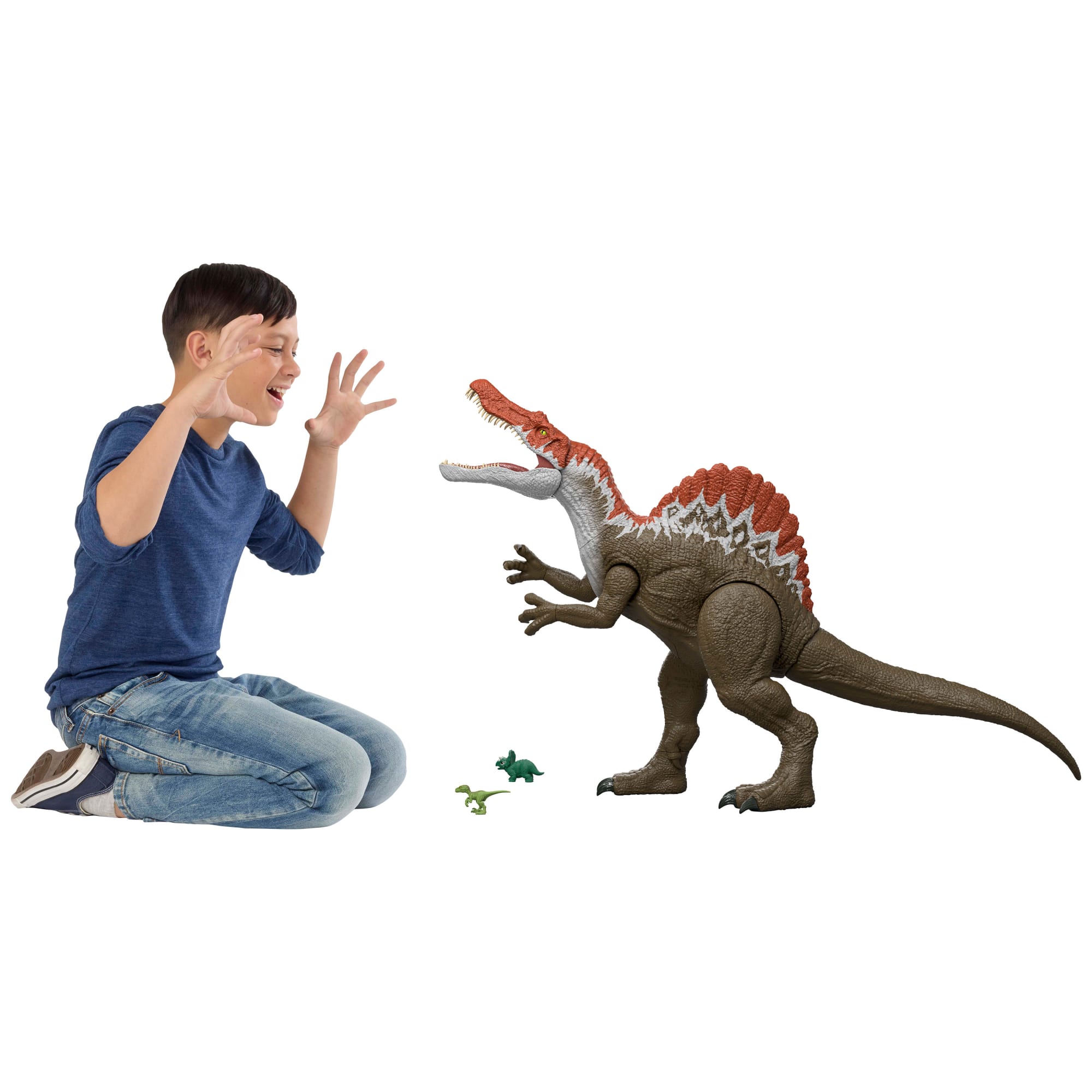 fisher price Jurassic World Super Colossal Spinosaurus Pack, 36 inch Long Dinosaur Toy & 2 Mini Figures