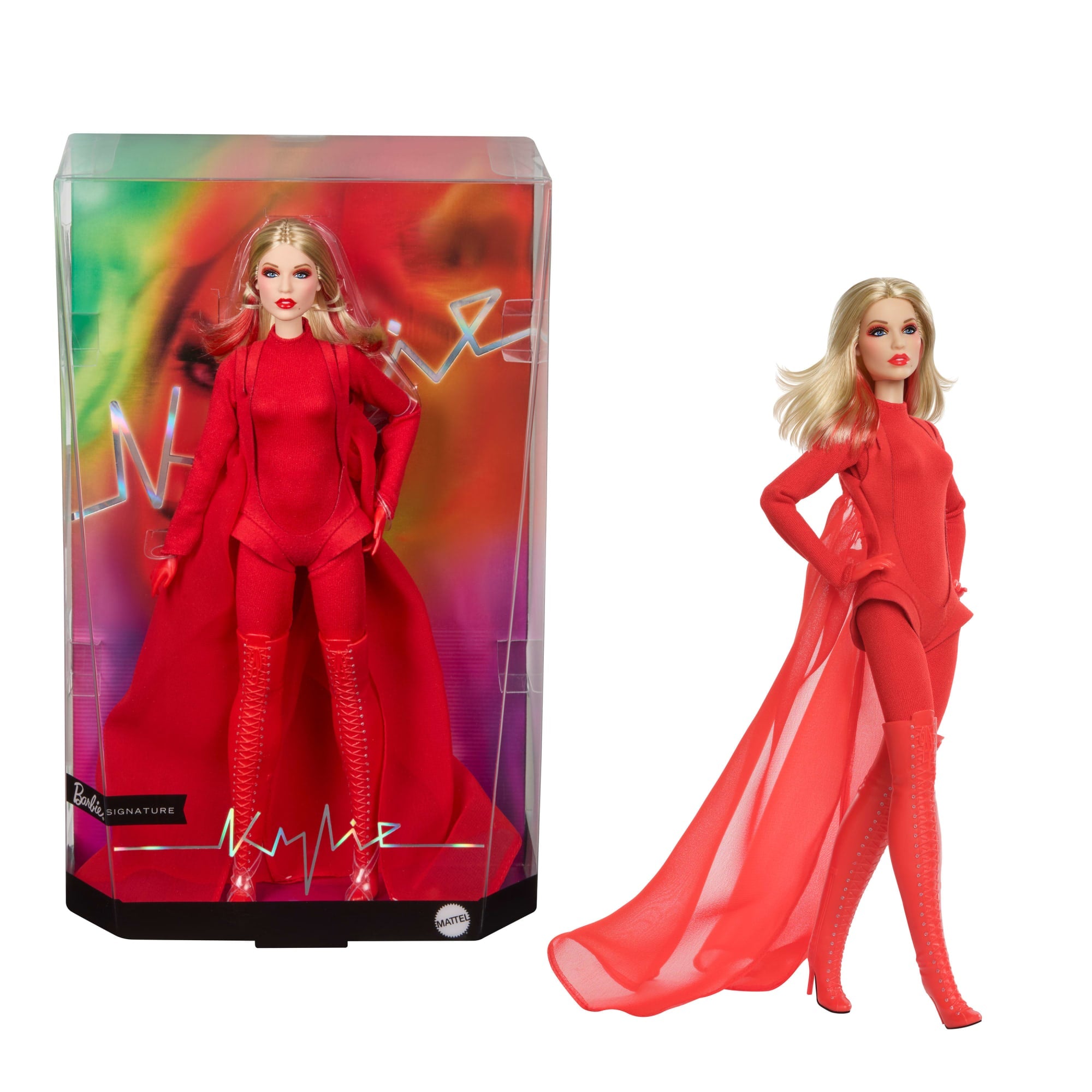 fisher price Barbie Signature Kylie Minogue Collectible Doll in Red ??Padam Padam?? Music Video Outfit
